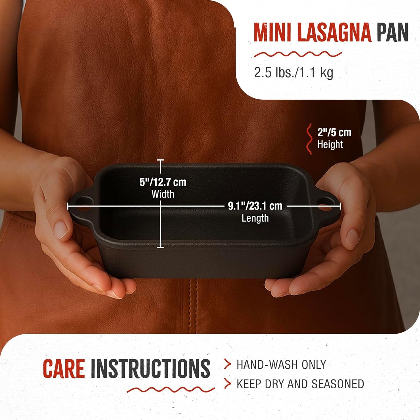 Victoria Mini Lasagna Pan - Preseasoned Cast Iron Roaster for Casseroles & Sides | Made in Colombia