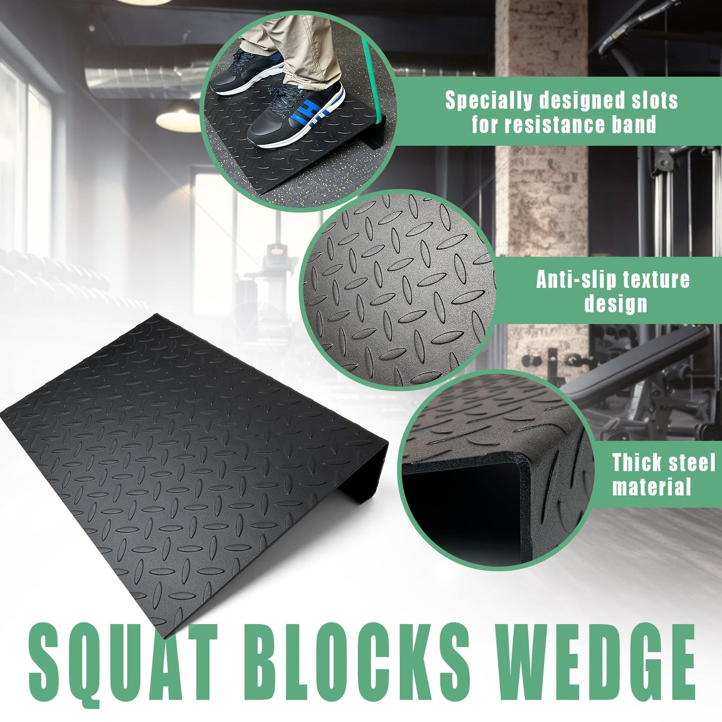 KORIKAHM Steel Squat Wedge Block, Board for Squats, Heel Elevated Wedge, Weightlifting, Split Stand, Slant Block for Calf Stretching (Wide Board)