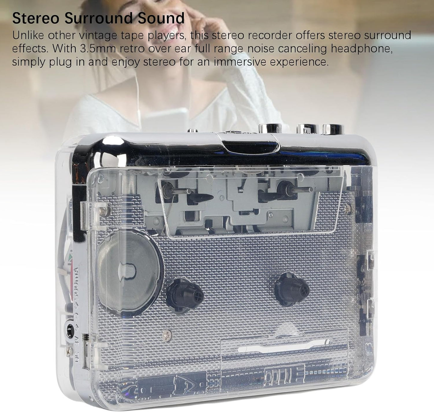 Cassette Cassette Cassette MP3 3.5mm Portable Tape Player, Stereo Surround Sound Tape Player, USB to Converter