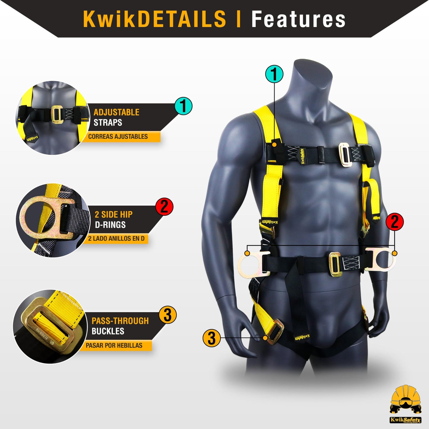 KwikSafety - Charlotte, NC - HURRICANE Safety Harness [LANYARD KIT] Premium Padded Back Support ANSI OSHA Full Body Fall Protection Equipment Construction Tower Roofing Forklift Boom