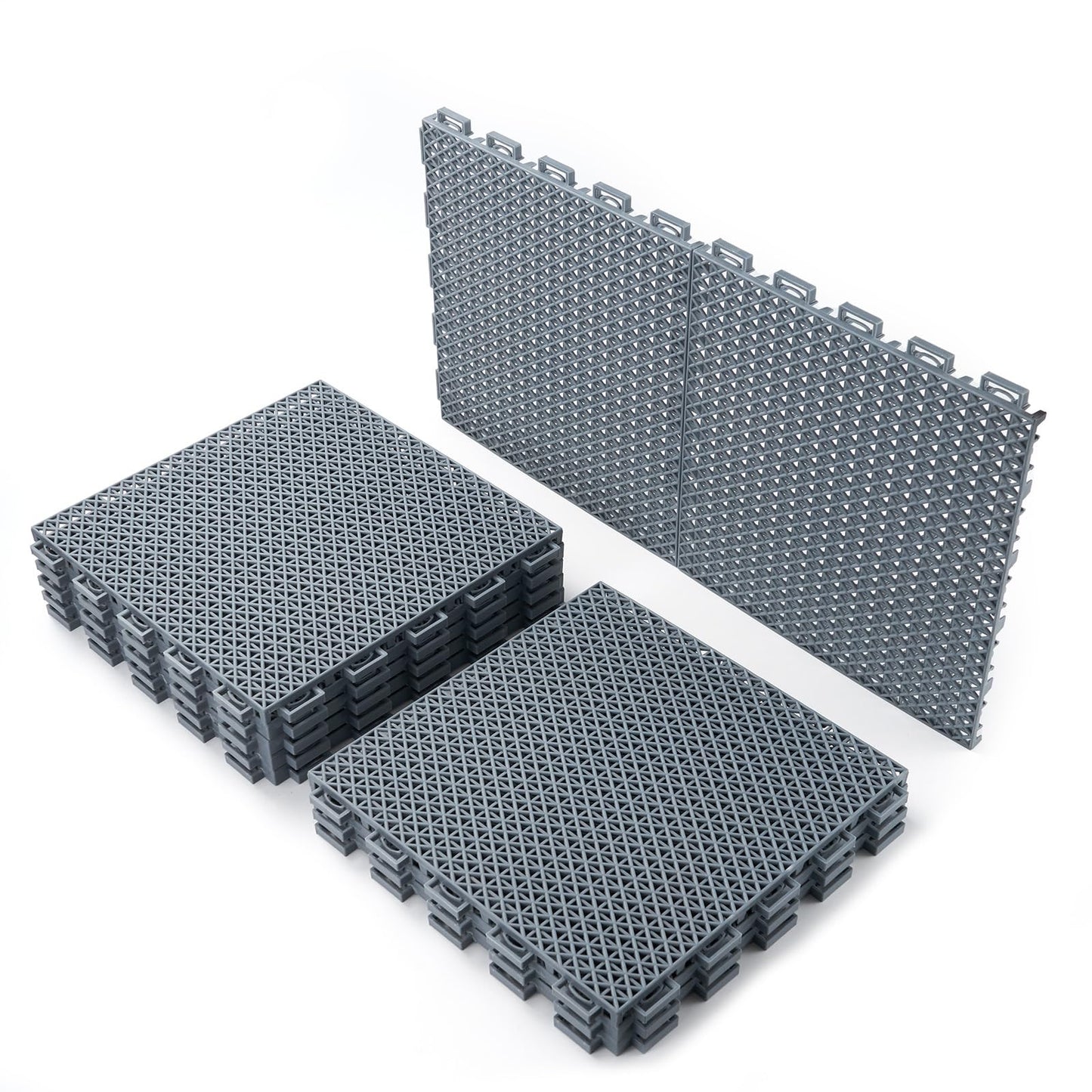 Fast-Drying Outdoor Decking for Garden, Kennel, Storage Shed, Basement, Garage, Patio, Bathroom, 10 PCS 12''x12''x0.59'' Heavy-Duty Interlocking Decking Tiles, Maximum Bearing Capacity up to 6613 LBs