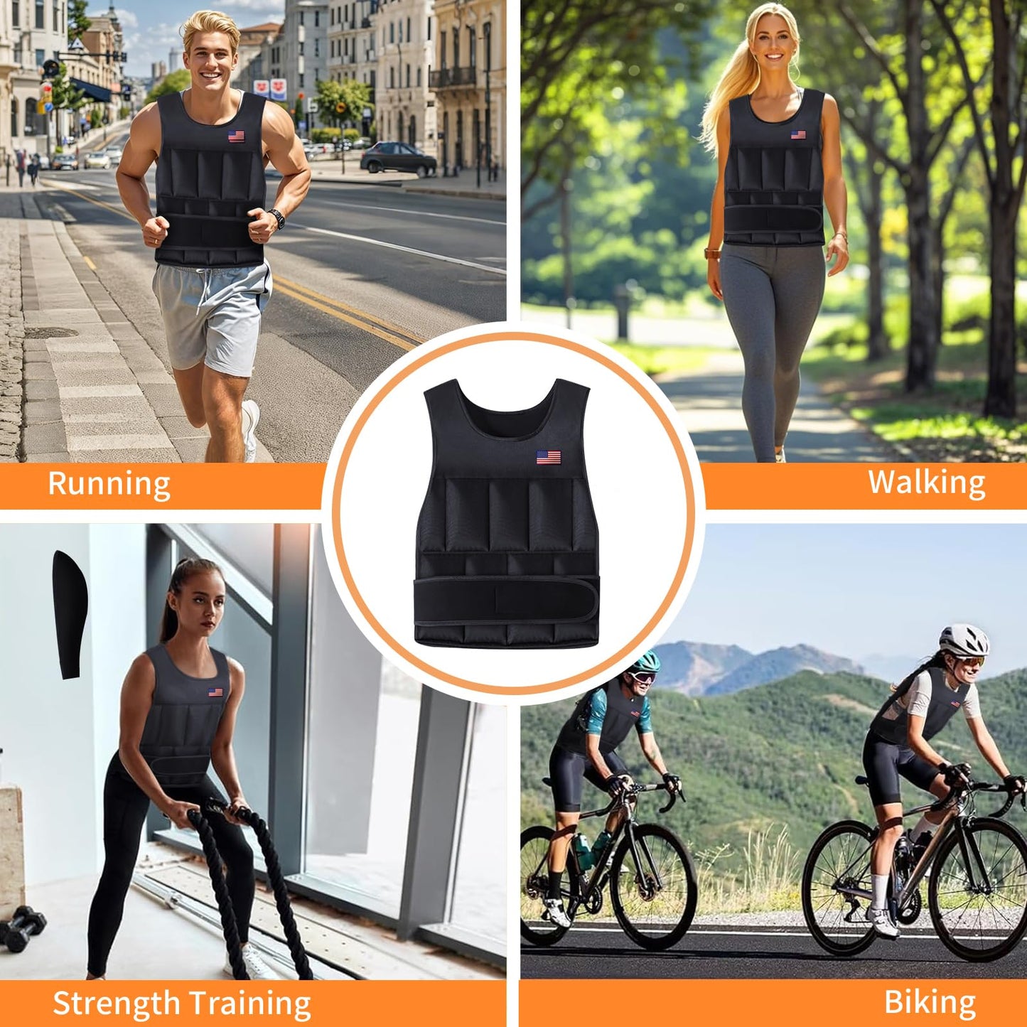 Wolliwa Adjustable Weighted Vest for Men Women,2-12 Lbs Adjustable Weighted Vest with Straps Womens Running Weight Vest for Walking Strength Training Fitness (Black, Adjustable 2-12 Lbs)