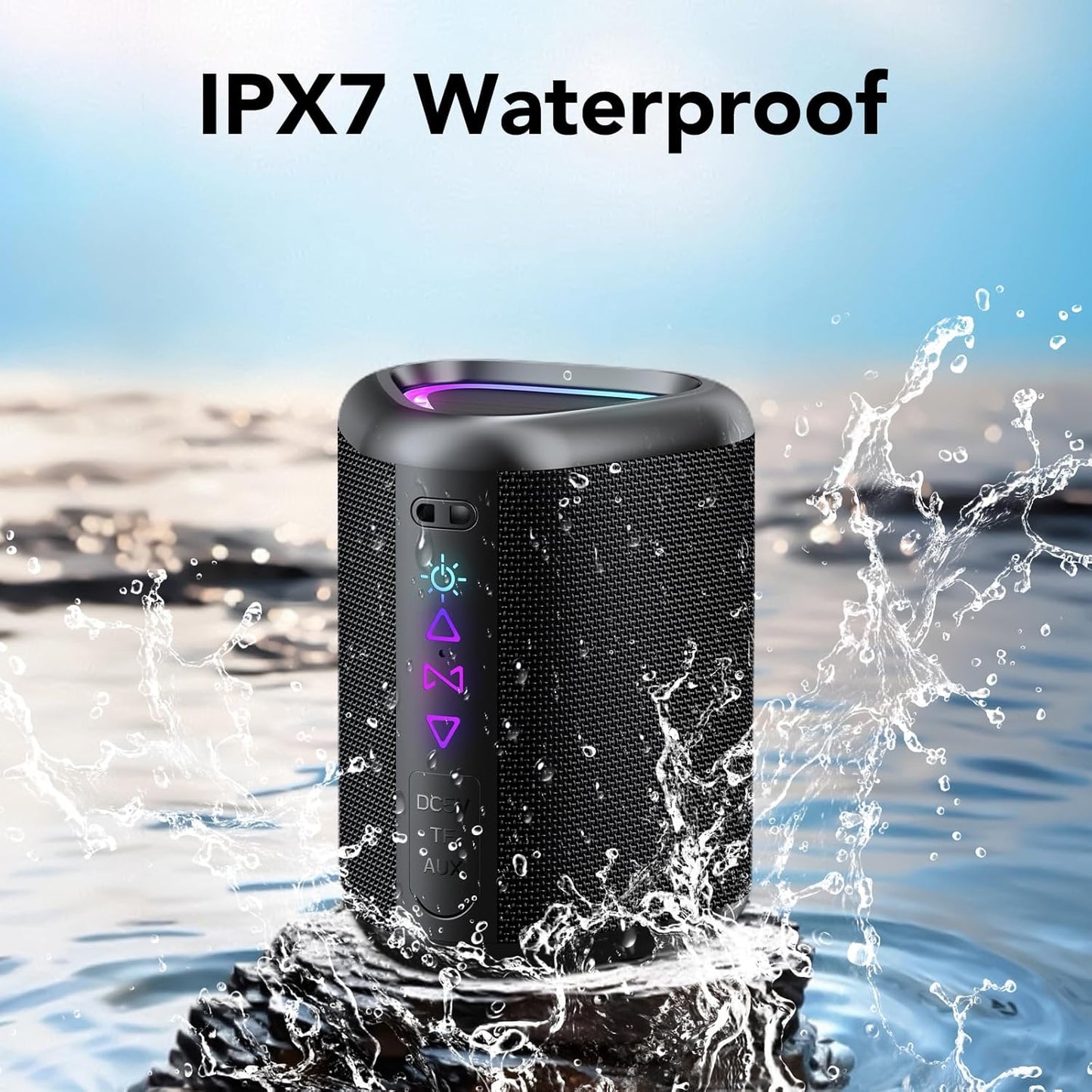 aowoka 2025 5.4, 24H IPX7 Bluetooth Speaker, Portable Wireless Speakers with Led Light, Bluetooth Playtime, Enhanced