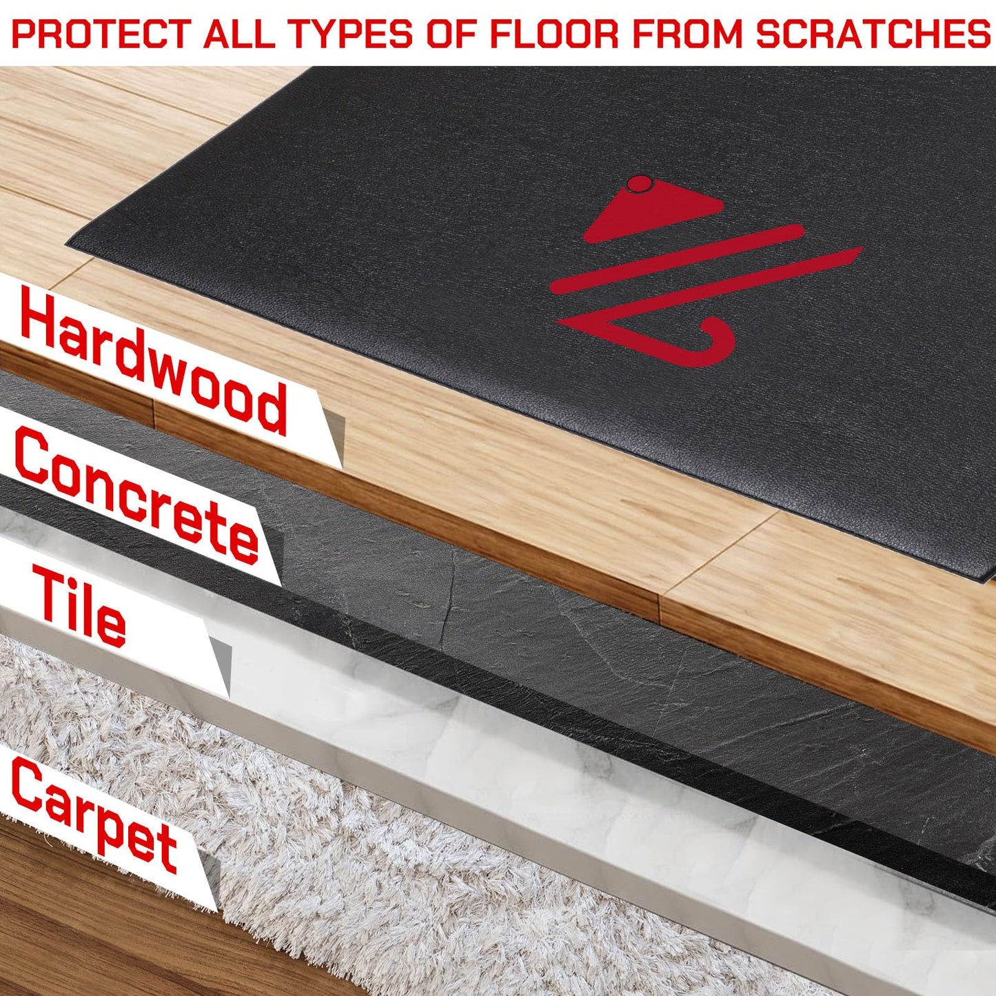 BUCKLOS Treadmill Mat for Carpet and Hardwood Floors Non-Slip Floor Protection 6MM Thick 36"x72" Exercise Equipment Mat for Under Treadmill Compatible with Peloton Bike, Indoor Spin Bike, Elliptical
