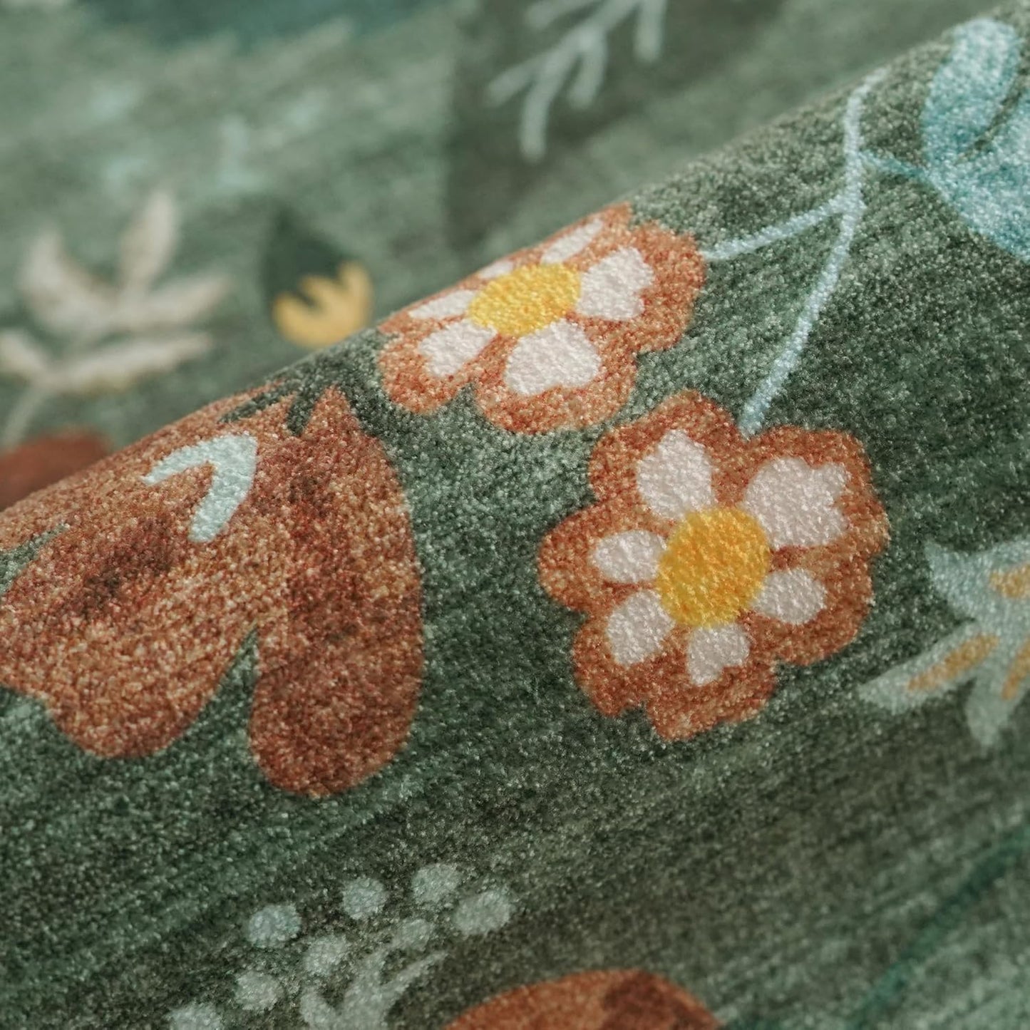 Washable Runner Rug by [Brand Name] - 2x6 Easy-Clean Non-Slip Carpet for Entryway & Hallway | Stain-Resistant Floral Green Design