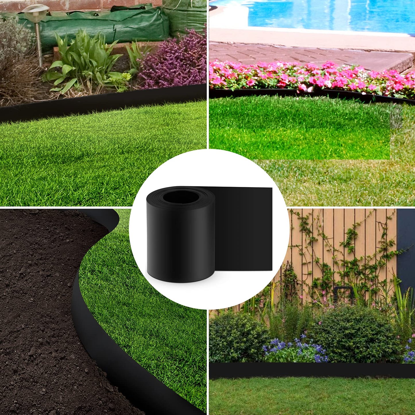 12 Gauge 40 Feet Grass Weed Barrier Landscape Edging 10 inch Depth Flexible Border Roll Lawn Landscape Garden Edging for Backyard Driveway Path Sidewalk