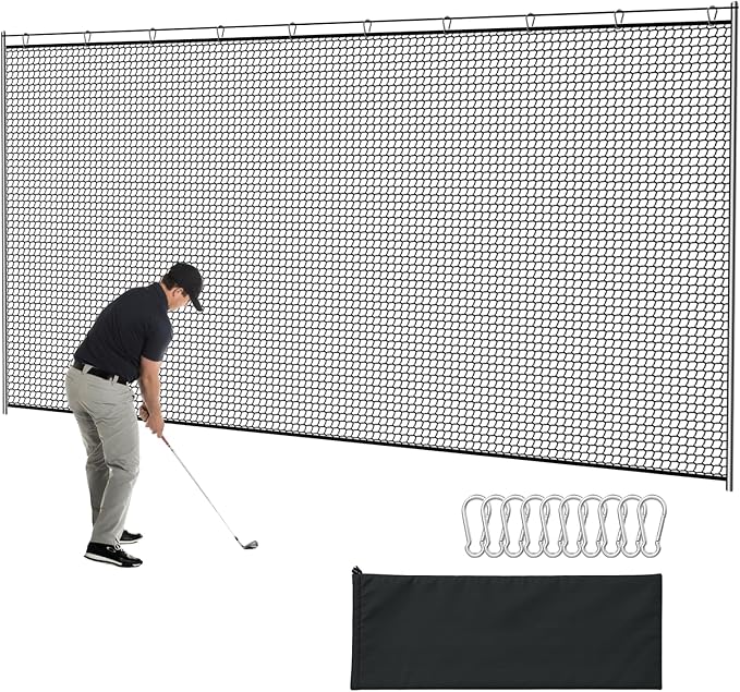 Golf Net, 10x20ft Golf Practice Net with Carry Bag, Double Finished Seam, Durable and Portable, Hitting Net for Backyard, Multiple Sports Net Barrier Net Indoor Outdoor Use