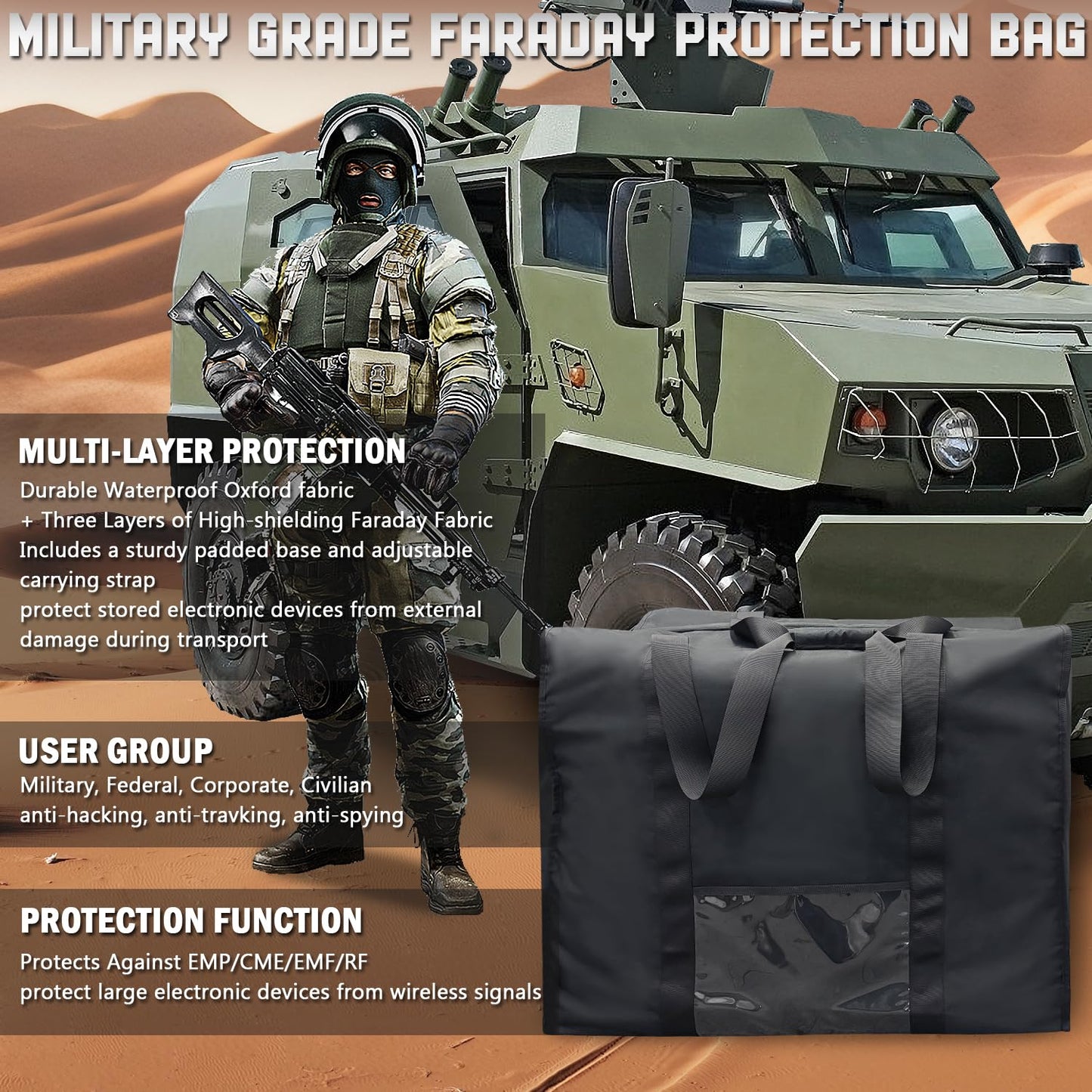TINGMHUA Military-Grade Faraday Bag for Computer Towers & Large Generators for Electronics & Solar Pannels - Faraday Bag for Generator