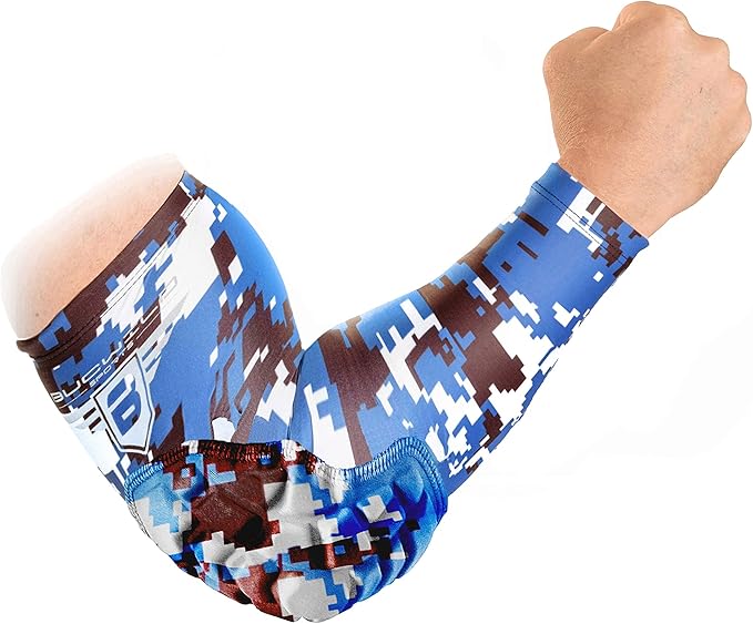 Bucwild Sports B Padded Elbow Arm Sleeves for Basketball Football Volleyball Youth & Adult Size Pads (1 Pair)
