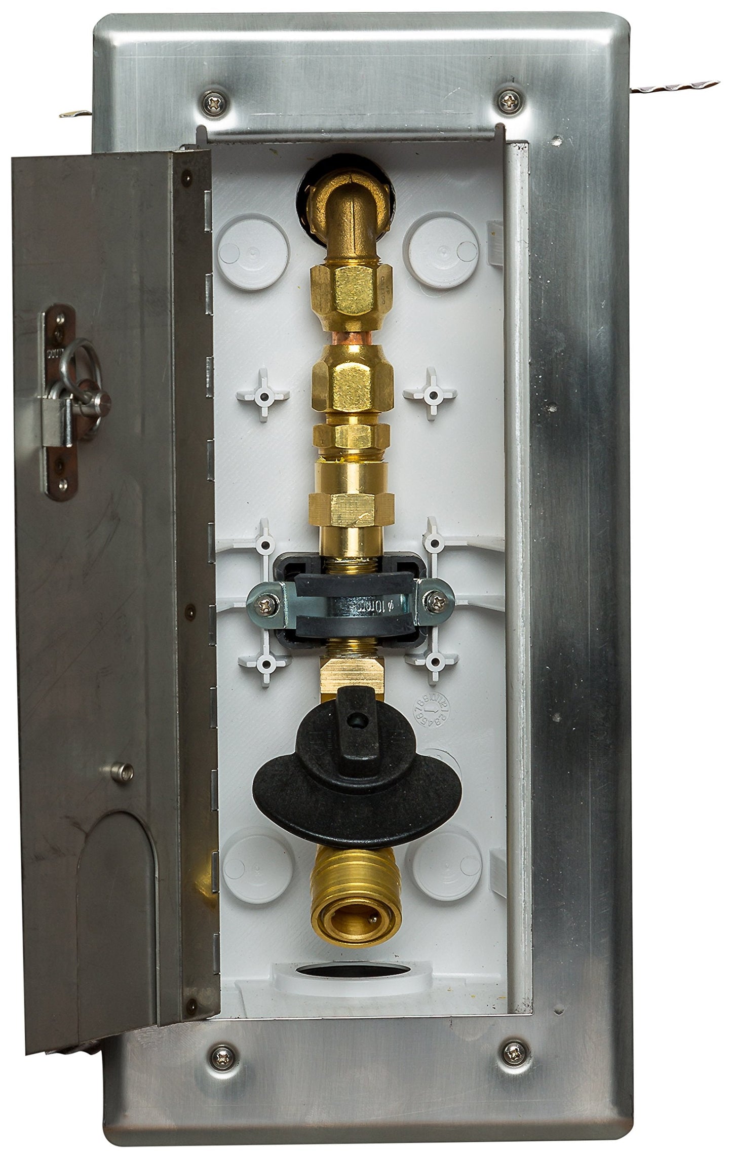 Burnaby Manufacturing Exterior Versatile Gas Plug, 1/2" NPT Inlet, 3/8" Quick Disconnect Otlet, Anodized Aluminum Black Door (Stainless Steel Door)