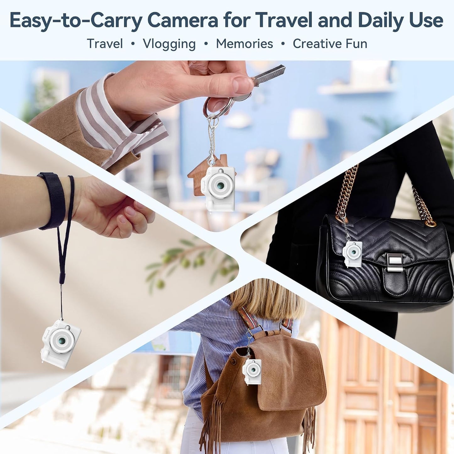 Dienspeak 32GB 1080P Tiny Digital Camera, Vintage Mini Keychain Camera for Teens & Beginners, Cute Portable Small