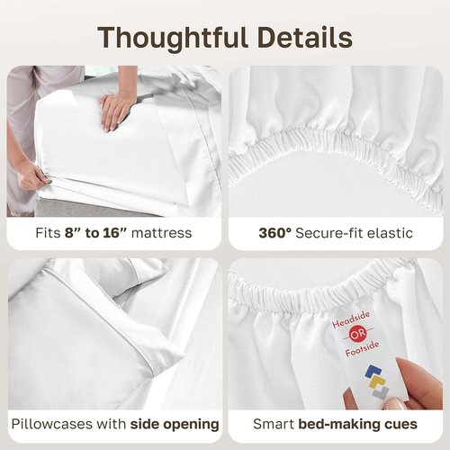 California Design Den Full Size Bed Sheets Set - 100% Soft Cotton, 400 TC, Deep Pockets | Antique White