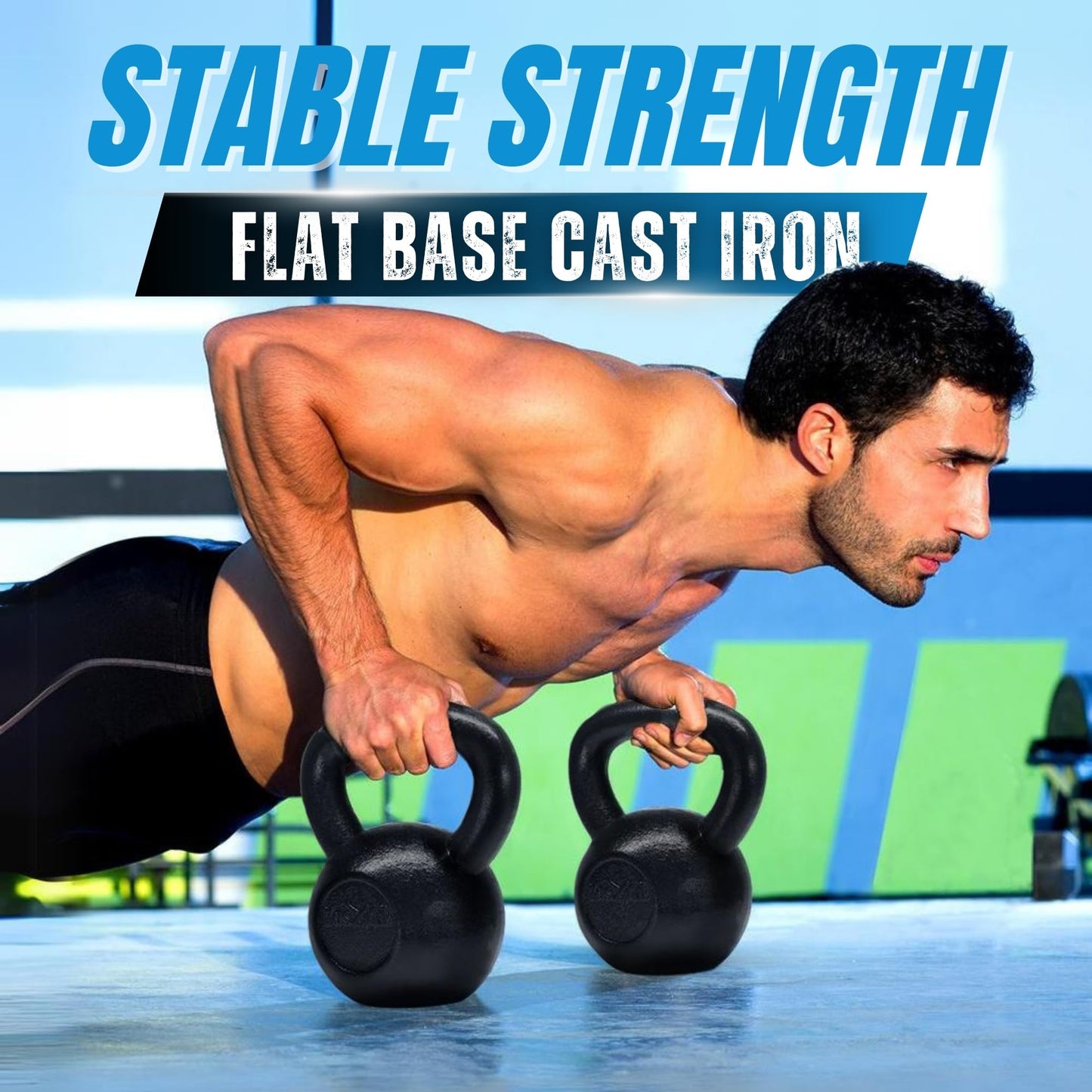 Yes4All Kettlebell Sets - 5, 10, 15 & 20 LB Cast Iron Strength Training Kettlebells, Wide Handles & Flat Bottom for Push Ups, Swings, Squats & Full Body Workout at Home or Gym
