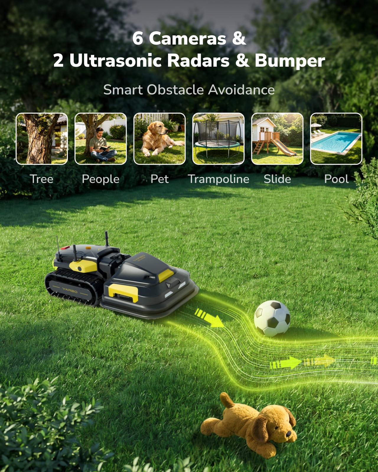 YARBO Robot Lawn Mower for Large Yard up to 6 Acres, Perimeter Wire Free, Modular Design, 1.2"-4.0" Cutting Height, 70% Slopes, Auto Recharging, AI Vision & RTK for Navigation