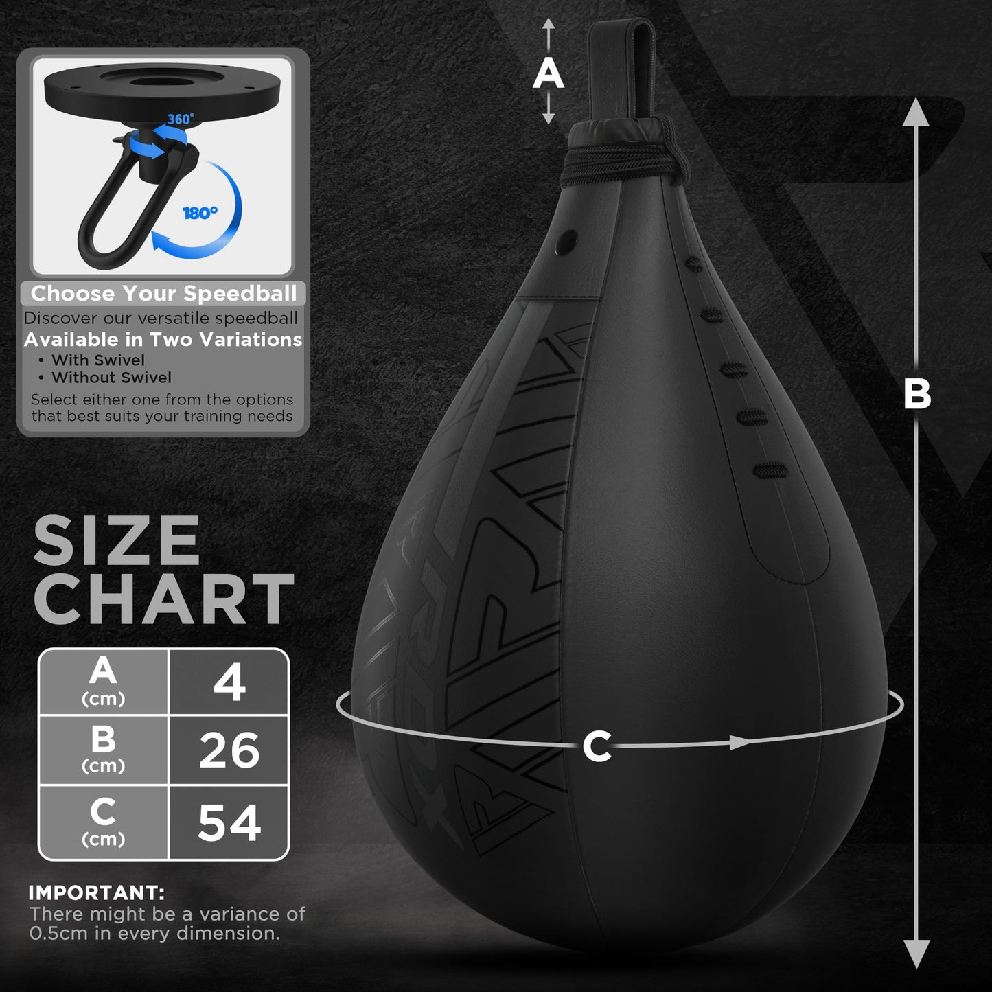 RDX Speed Bag Boxing Ball, Maya Hide Leather Dodge Striking Target with Additional Bladder, MMA Muay Thai Punching Workout Kicking Martial Arts Training Home Gym Exercise Speedball