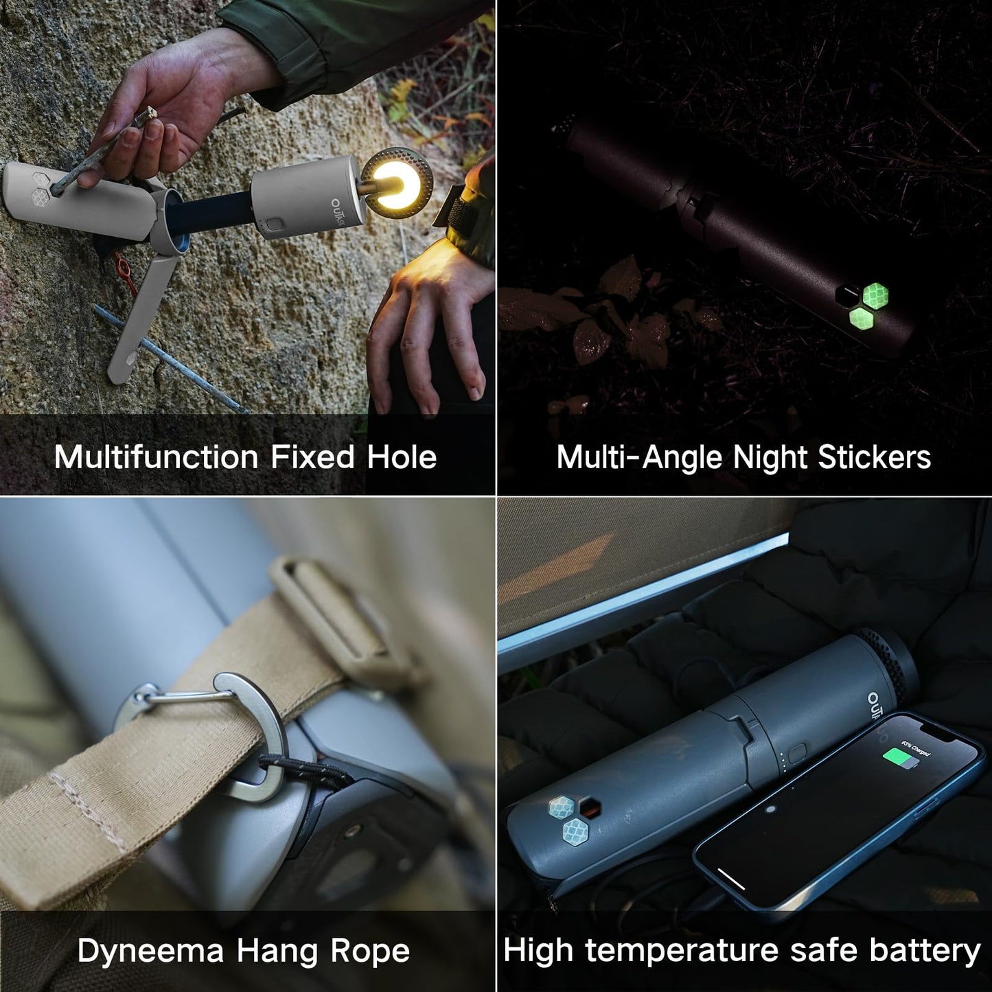 Outask Camping Light Telescopic, Collapsible Magnetic Camping Lantern with 12000mAh Battery, Telescoping IPX6/IPX7 Waterproof Flashlights, Camping Lamp for Emergency, Camping, Hiking (Military Green)
