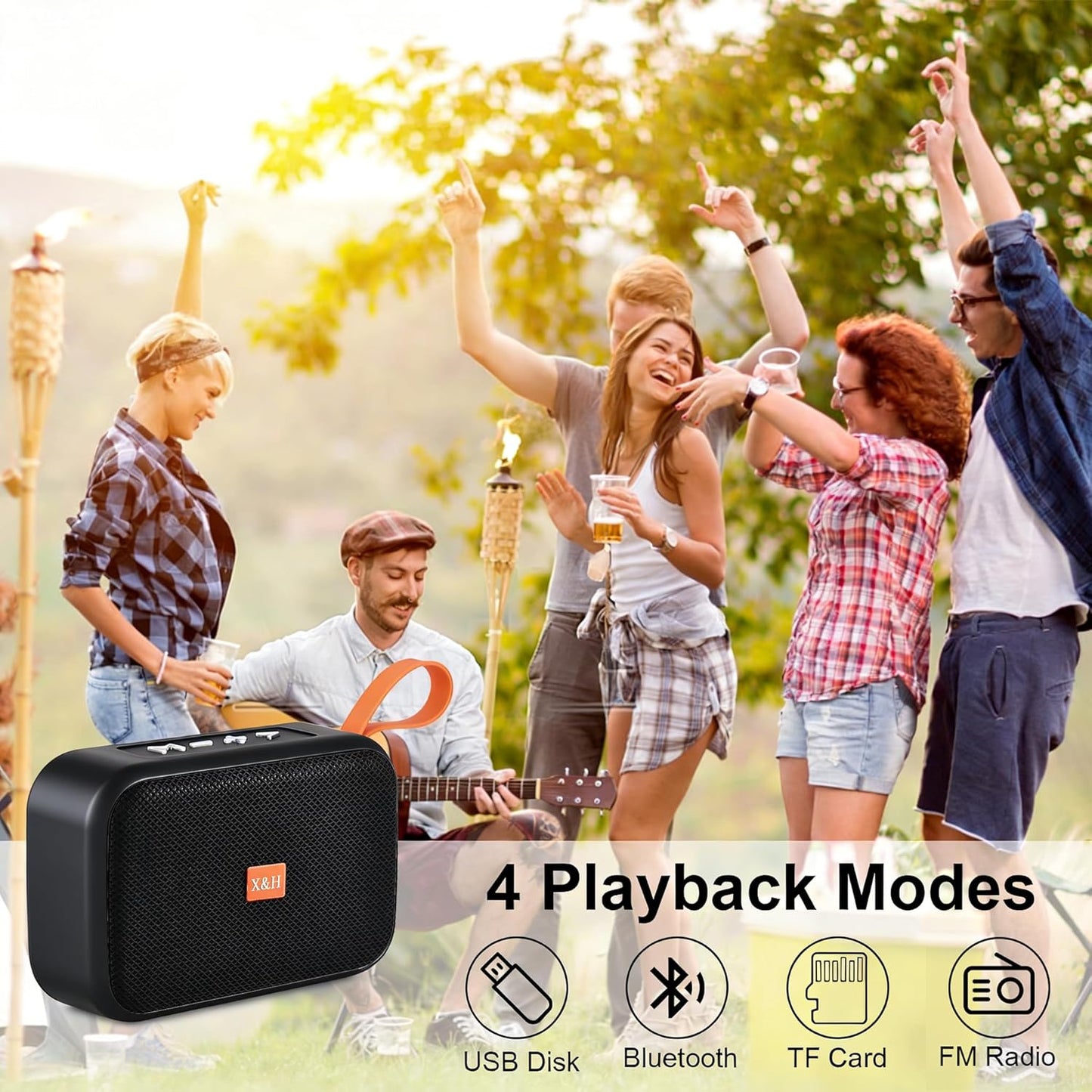 Xjahwr Portable Bluetooth Speakers, Wireless Bluetooth Speaker, Deep Bass, Outdoor Speakers with Handle, Supports TF