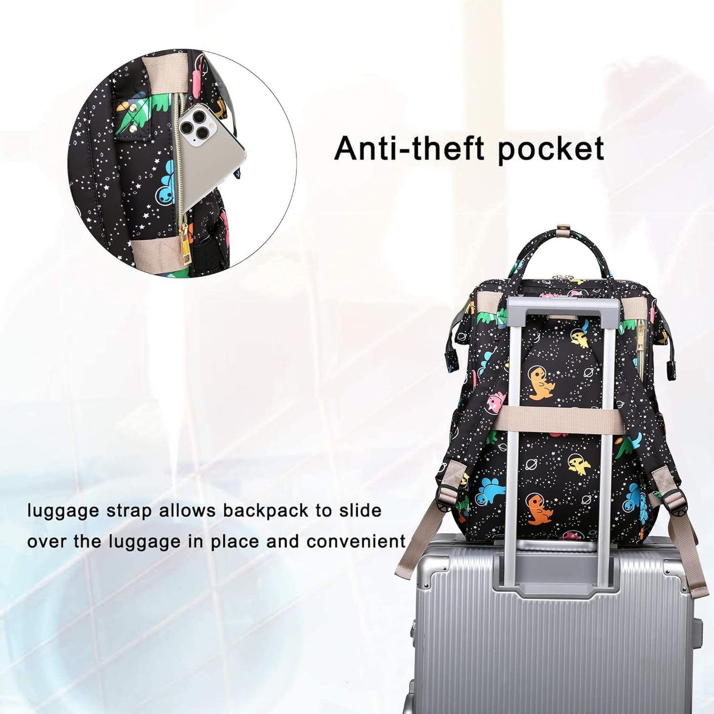 Xunteny Backpack, Backpack 15.6 Inch Backpacks Dinosaur Women Laptop College School Bookbag Computer for Work Business