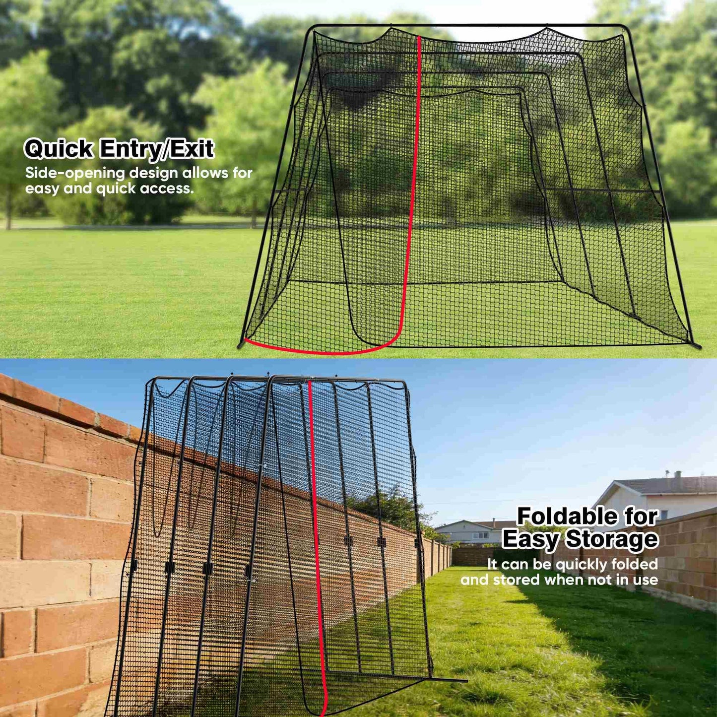 Baseball Batting Cages for Backyard with Net and Frame, 30FT/40FT Batting Cage for Baseball and Softball, Integrated Gate Net Design