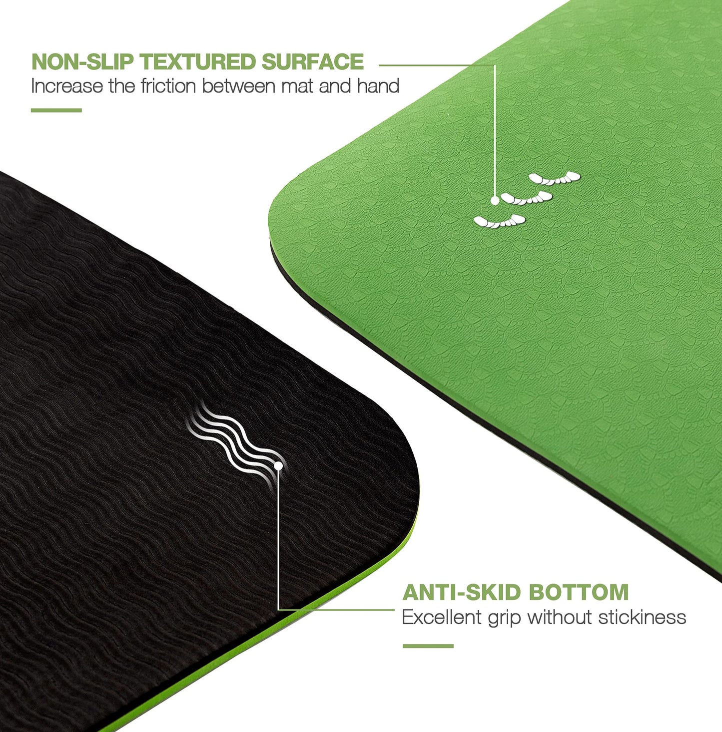 Large Yoga Mat for Men and Women - 6'x4'x6mm, Extra Wide TPE Fitness Mat for Home Gym Workout, Non-Slip, Perfect for Barefoot Exercise (Yoga, Pilates, Stretching, Meditation)