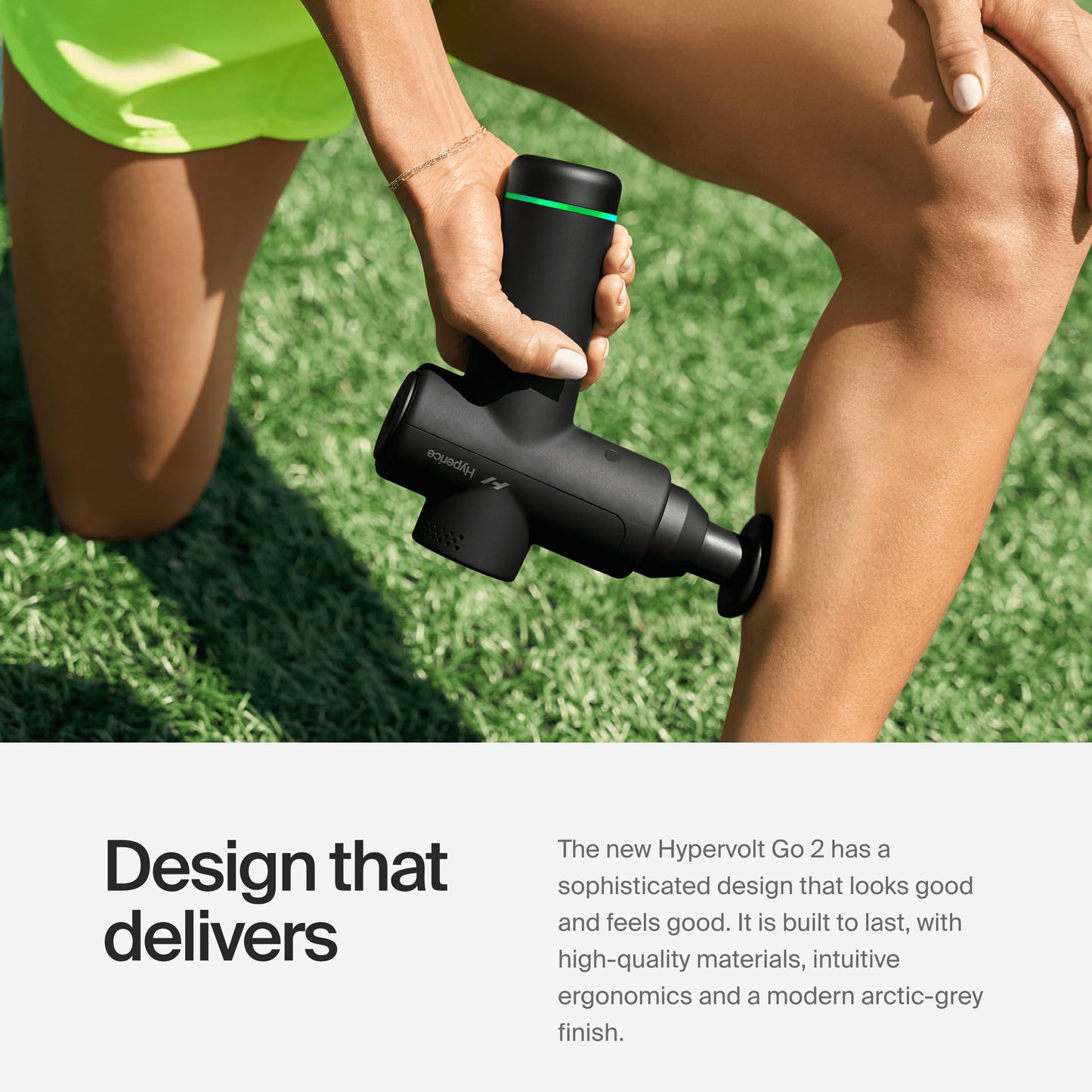 Hyperice Hypervolt Go 2 - Black - Featuring Quiet Glide Technology - Handheld Percussion Massage Gun - 3 Speeds, 2 Interchangeable Heads - Helps Relieve Sore Muscles and Stiffness