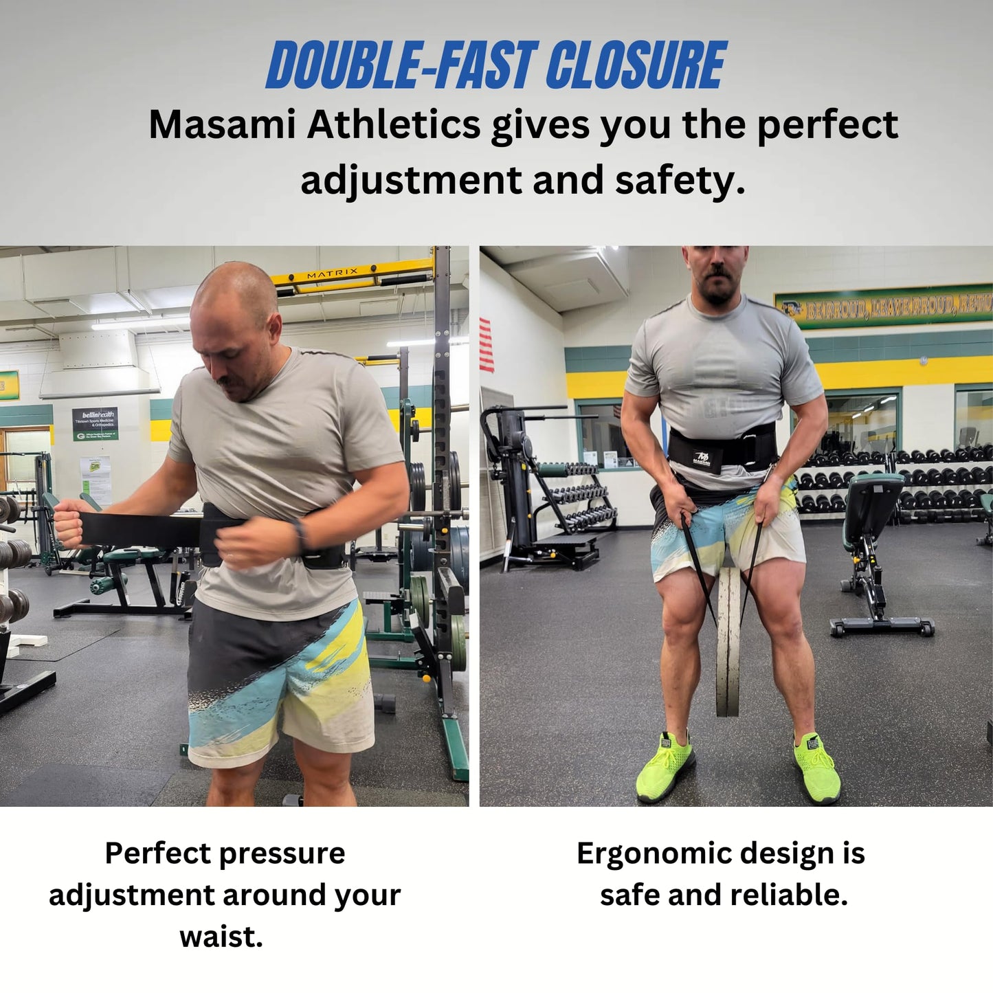 Masami Athletics 2-in-1 Weight Lifting Belt with Gloves - Self-Locking Weightlifting & Dip Set Belt with Rope & Gloves - Multi-Functional Belt for Lifting, Squats, Dips