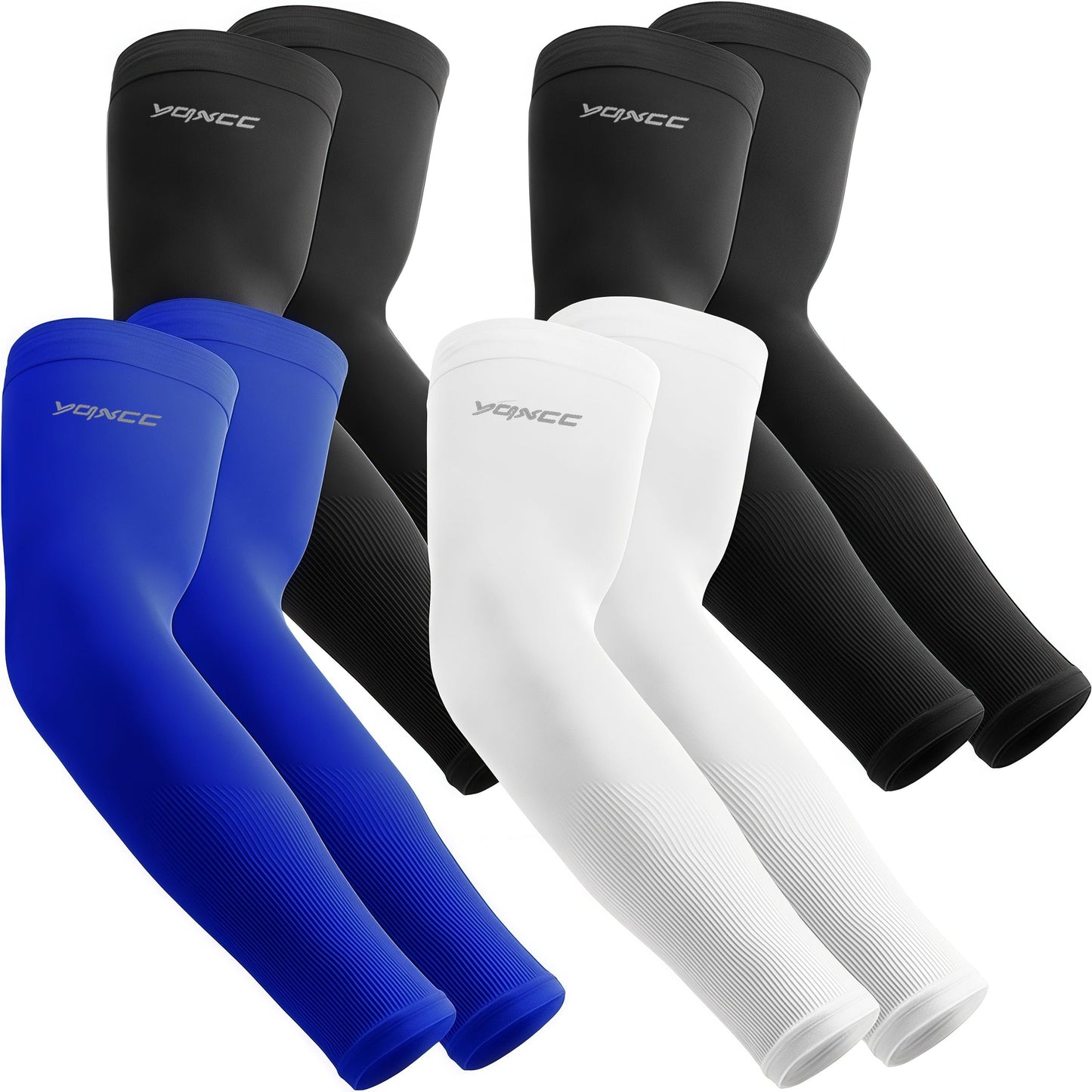 YQXCC 4 Pairs Arm Sleeves for Men Women, UPF 50 UV Sun Protection Cooling Sports Compression Sleeves for Golf Basketball