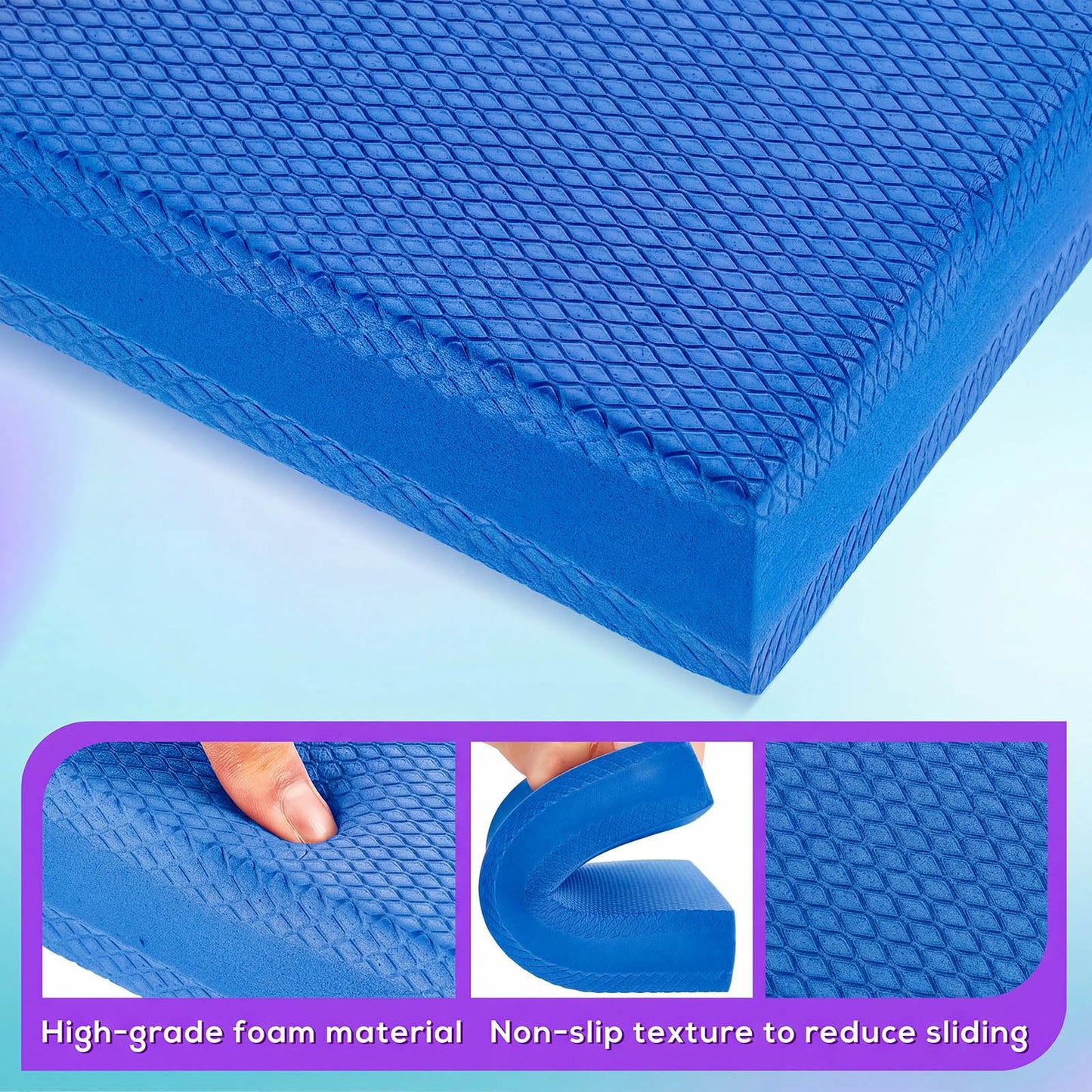 Hanaive 2/4/6 Pcs Balance Pad Foam Pad 11.81 x 7.87 x 1.97 Inch Yoga Mat Non Slip Cushion Exercise Knee Mat for Fitness Stability Stretching, Pilates, Physical Therapy, Core Trainer(Blue,2 Pcs)