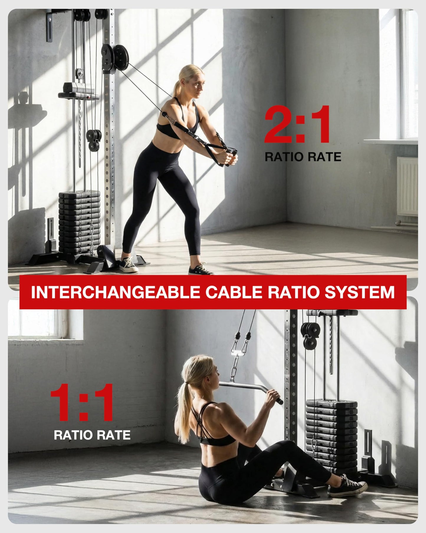 Mikolo Wall Mount Cable Station Pro - 190lb Weight Stack Cable Machine, Cable Crossover Machine with Dual Pulley System and 27 Positions for Home Gym