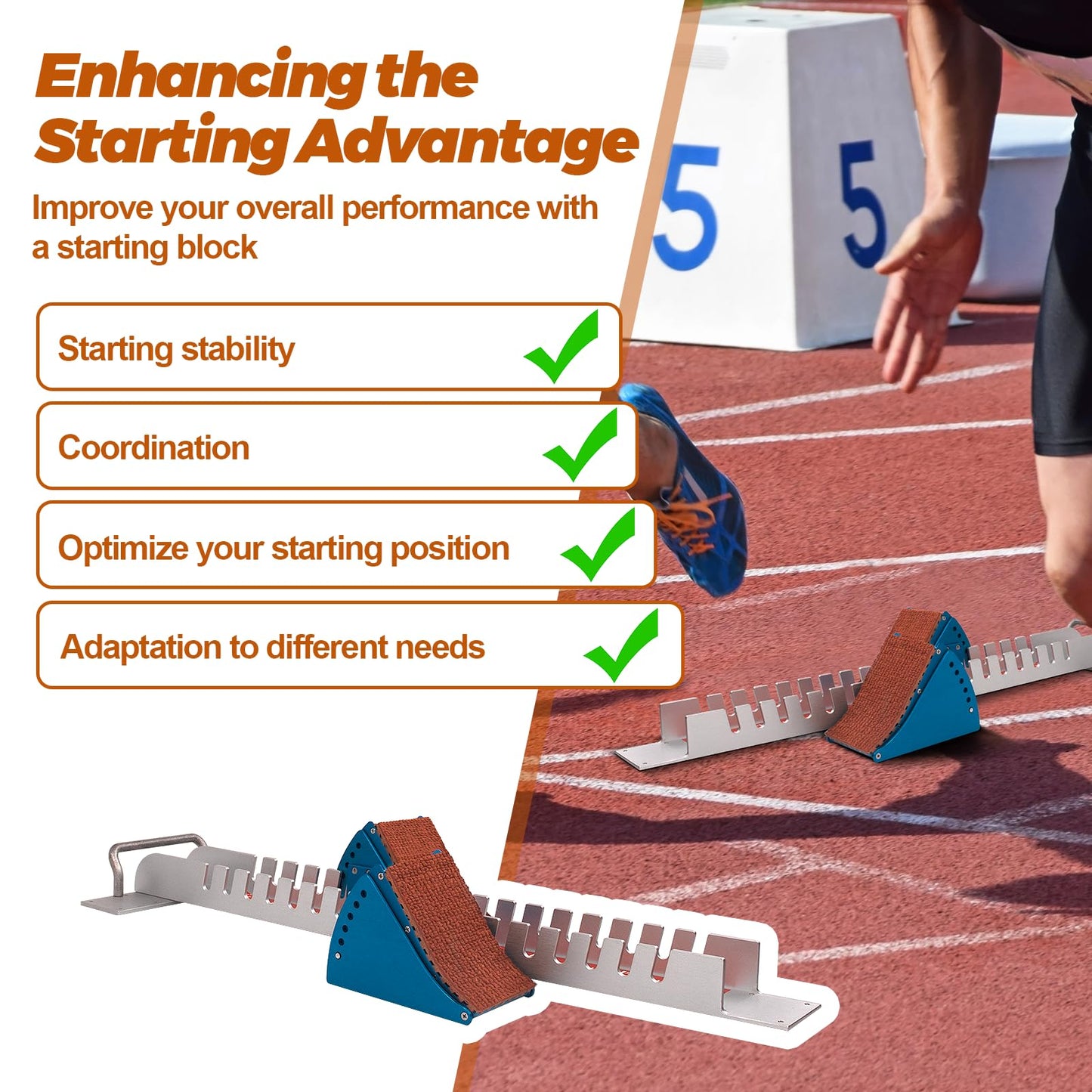 Vaolvpant 32in Starting Blocks with Premium Aircraft-Grade Aluminum 6 Angle Adjustable and Detachable Pedals Ideal for Running Enthusiasts Professional Track and Field Competitions