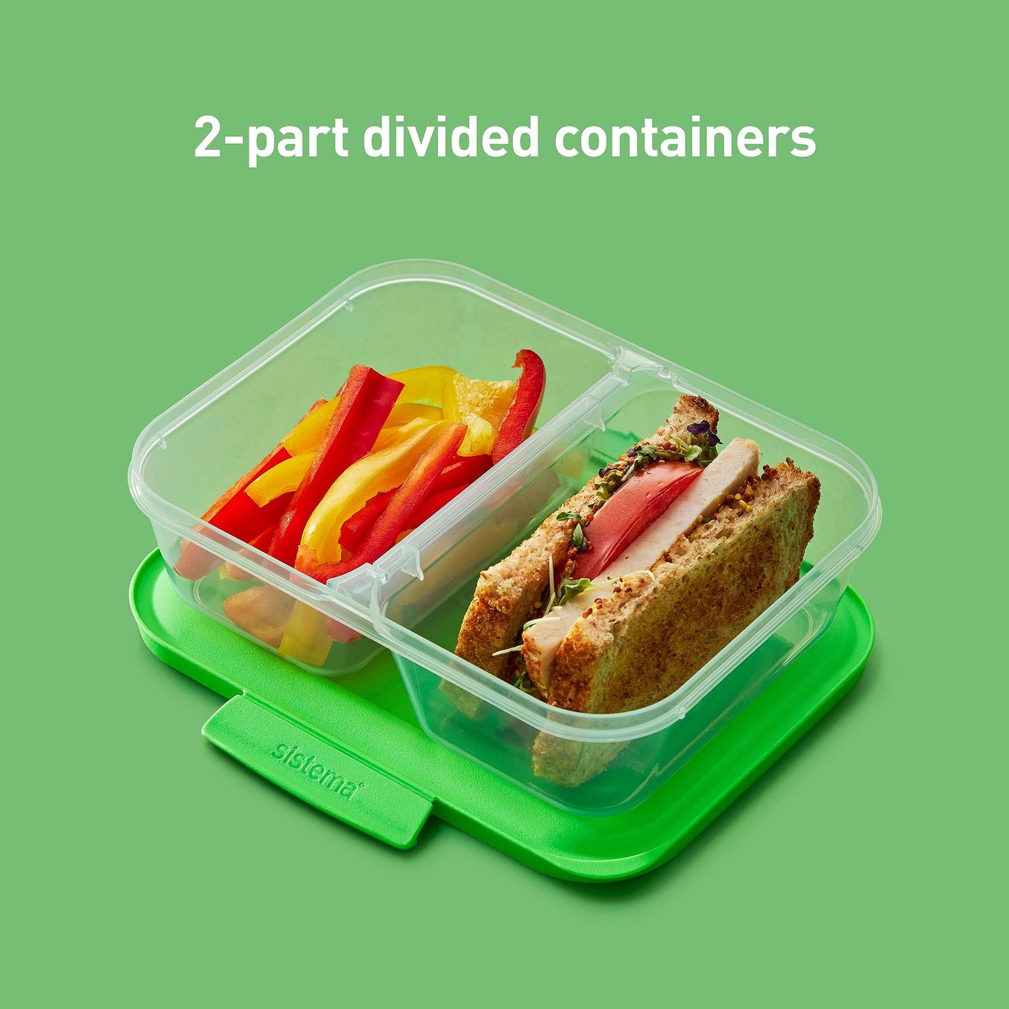 Sistema Nest It Meal Prep Food Storage Containers with Lids, 10-Pack of 3.7-Cup Containers with 2 Divided Compartments, Airtight & Leak-Resistant, Dishwasher, Microwave, & Freezer-Safe, BPA-Free