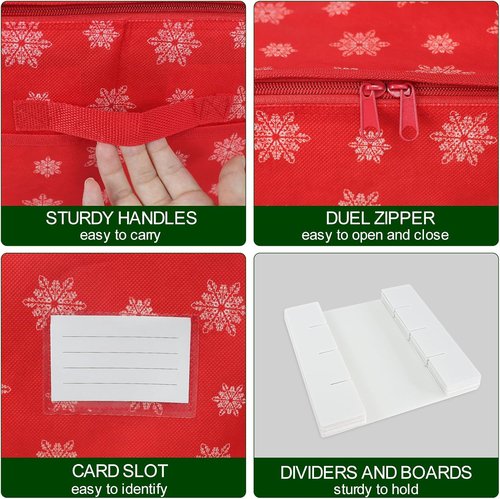 Christmas Ornament Storage Box - Holds 64 Ornaments - Durable Non-Woven Containers with Adjustable Dividers