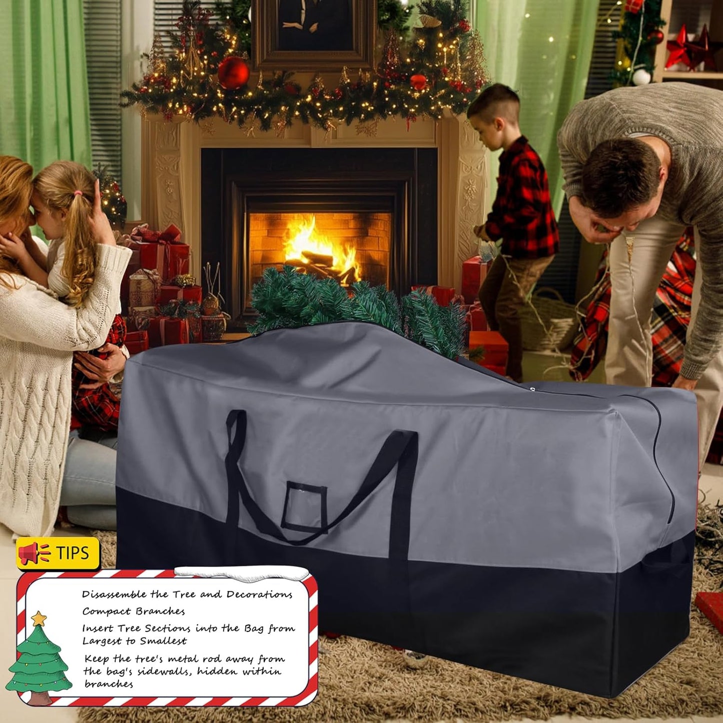 Skiennix Christmas Tree Storage Bag - Extra Large 600D Oxford for 9 Ft Trees | Waterproof with Zippers