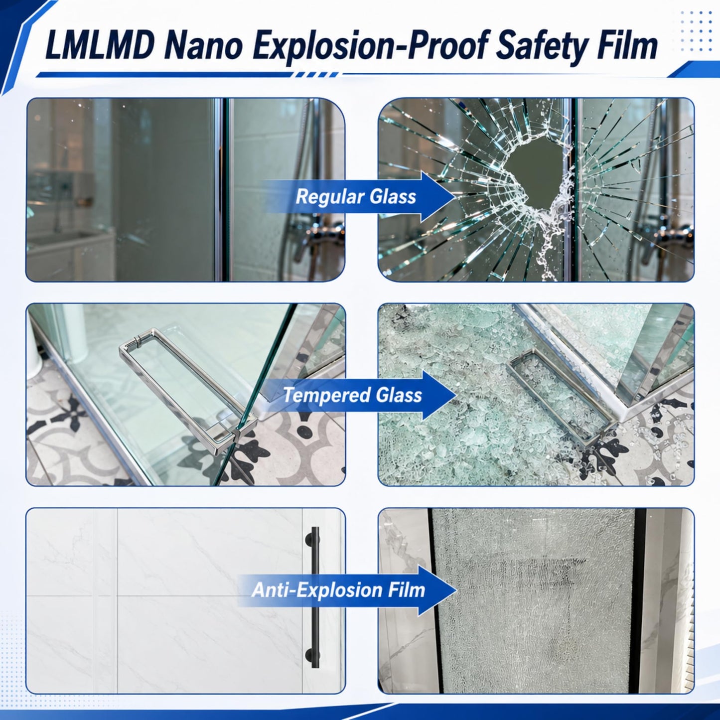 Frameless Double Sliding Shower Door 49-54" W x 72" H,1/4"(6mm) Tempered Glass with Safety Nano Explosion-Proof Film,Bypass Walk-in Shower Door,Brushed Nickel