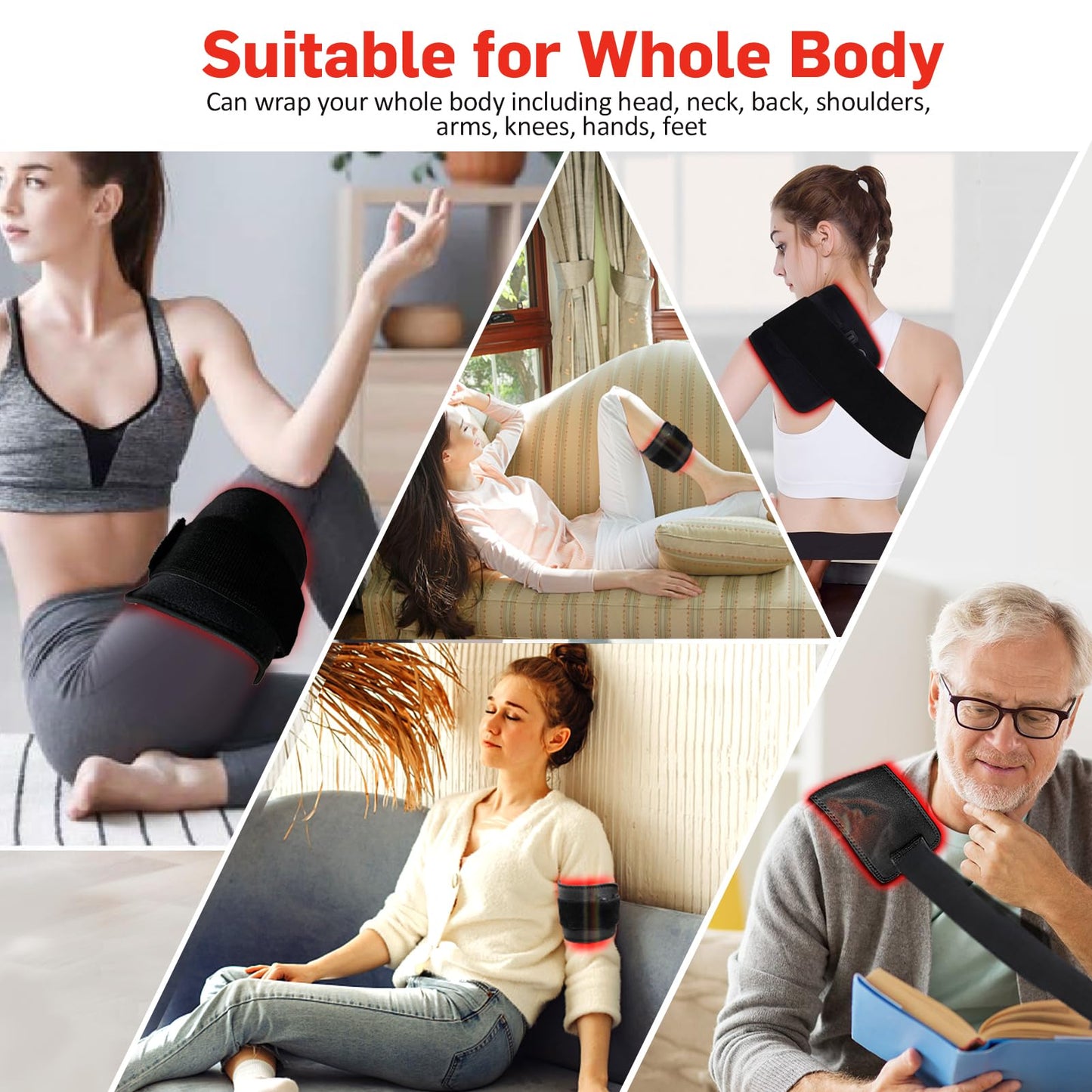 Red Light Therapy for Body, 660nm 850nm Infrared Light Therapy Pad, Wearable Wrap with Timer Remote Control for Back Shoulder Waist Knee, Infrared Light Device Home Use, 12.4'' x 5.7'' Large Area