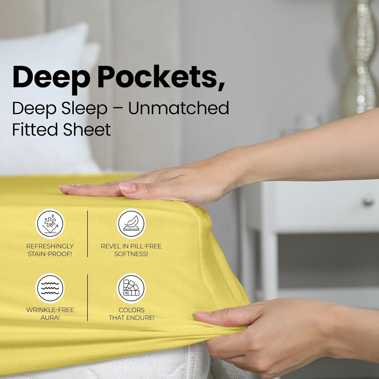 Utopia Bedding Queen Fitted Sheet - Soft Microfiber - Deep Pocket - Fade Resistant - Yellow