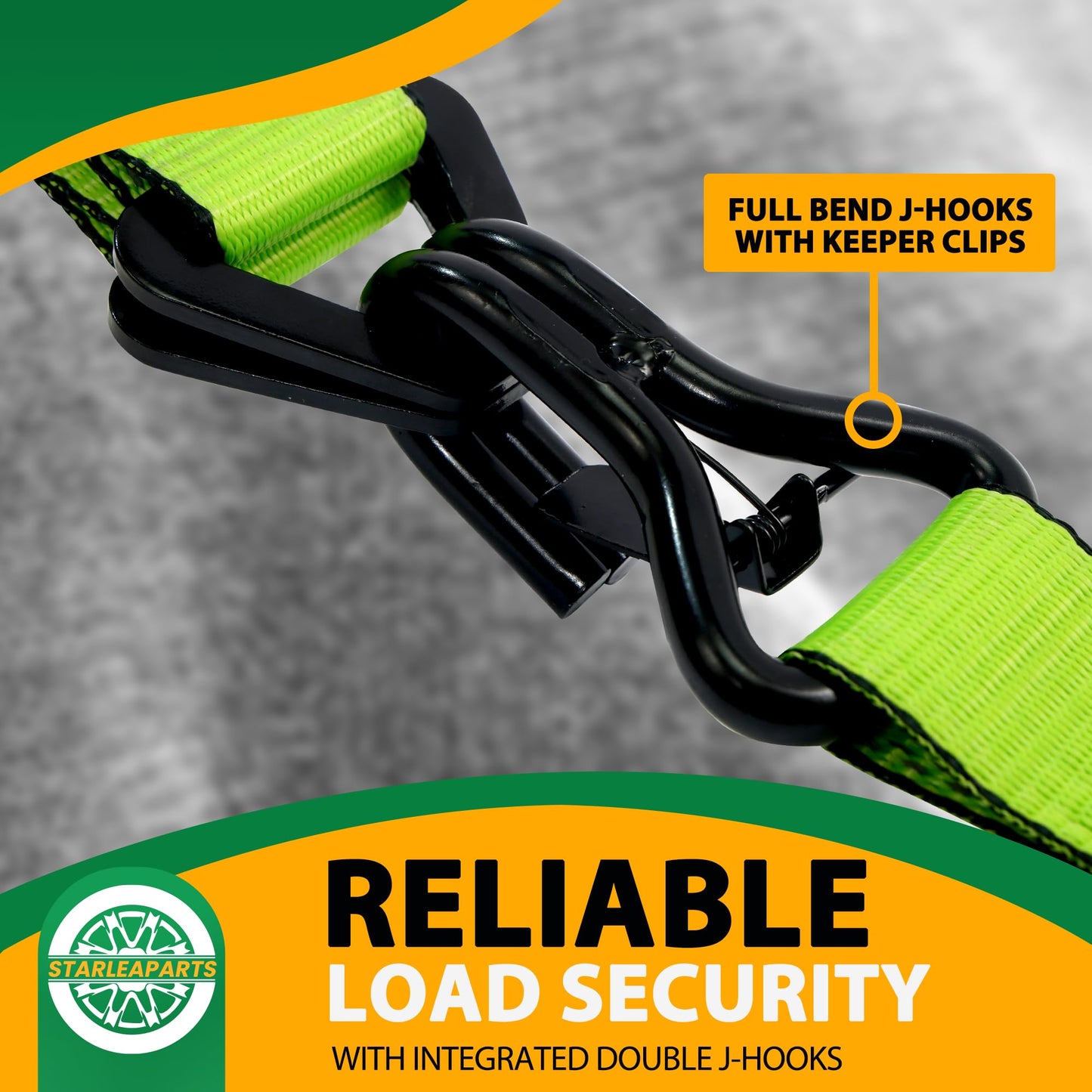 STARLEAPARTS Retractable Ratchet Straps(4PK) - 1,500lb Break Strength, Ratchet Straps Heavy Duty with Rubber Coated Handle, Perfect Auto Ratchet Straps for Motorcycle, Kayak and Trucks