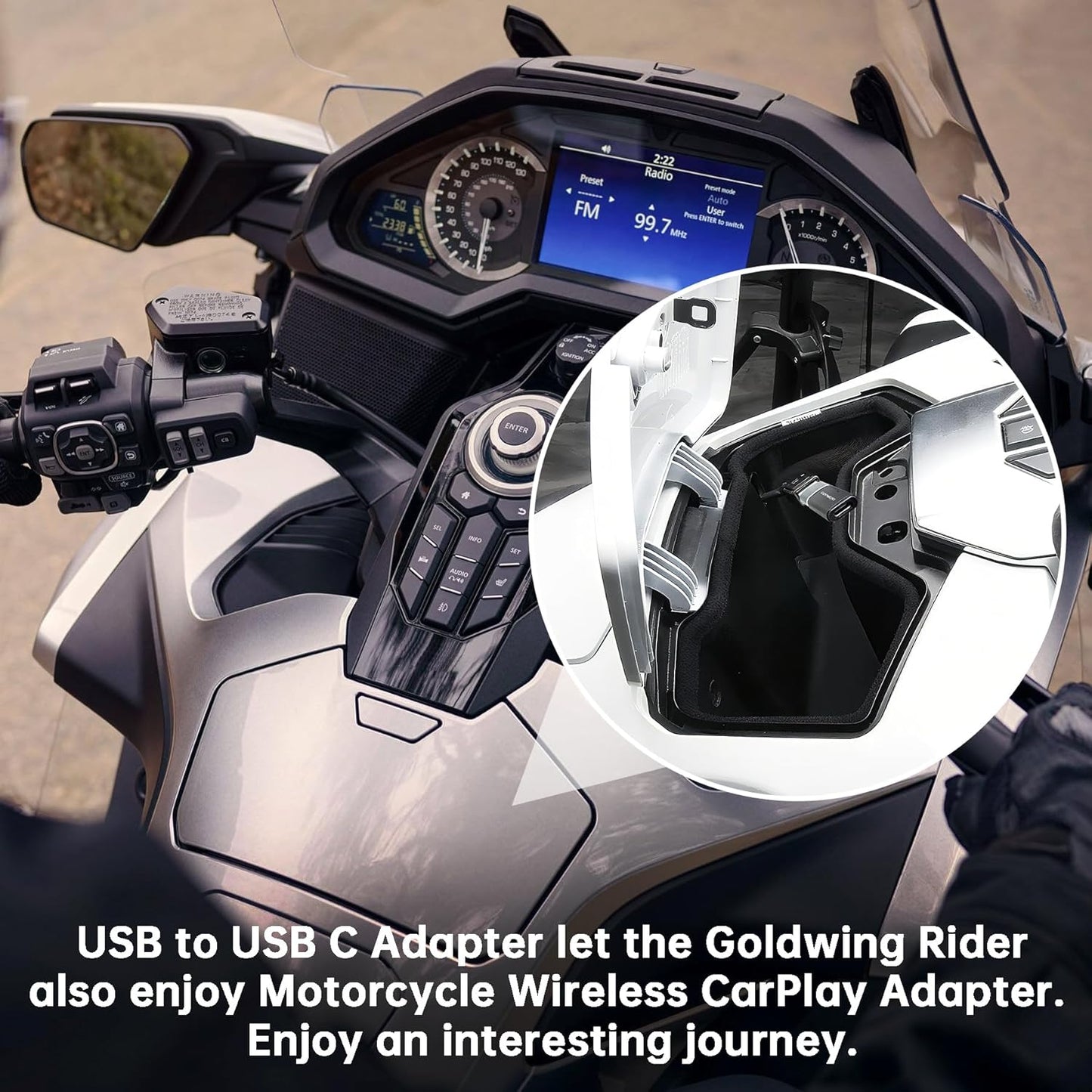 COPMERT 2025 Bypass Motorcycle Wireless CarPlay Bluetooth Adapter Street Glide Accessories with Passthrough USB-C