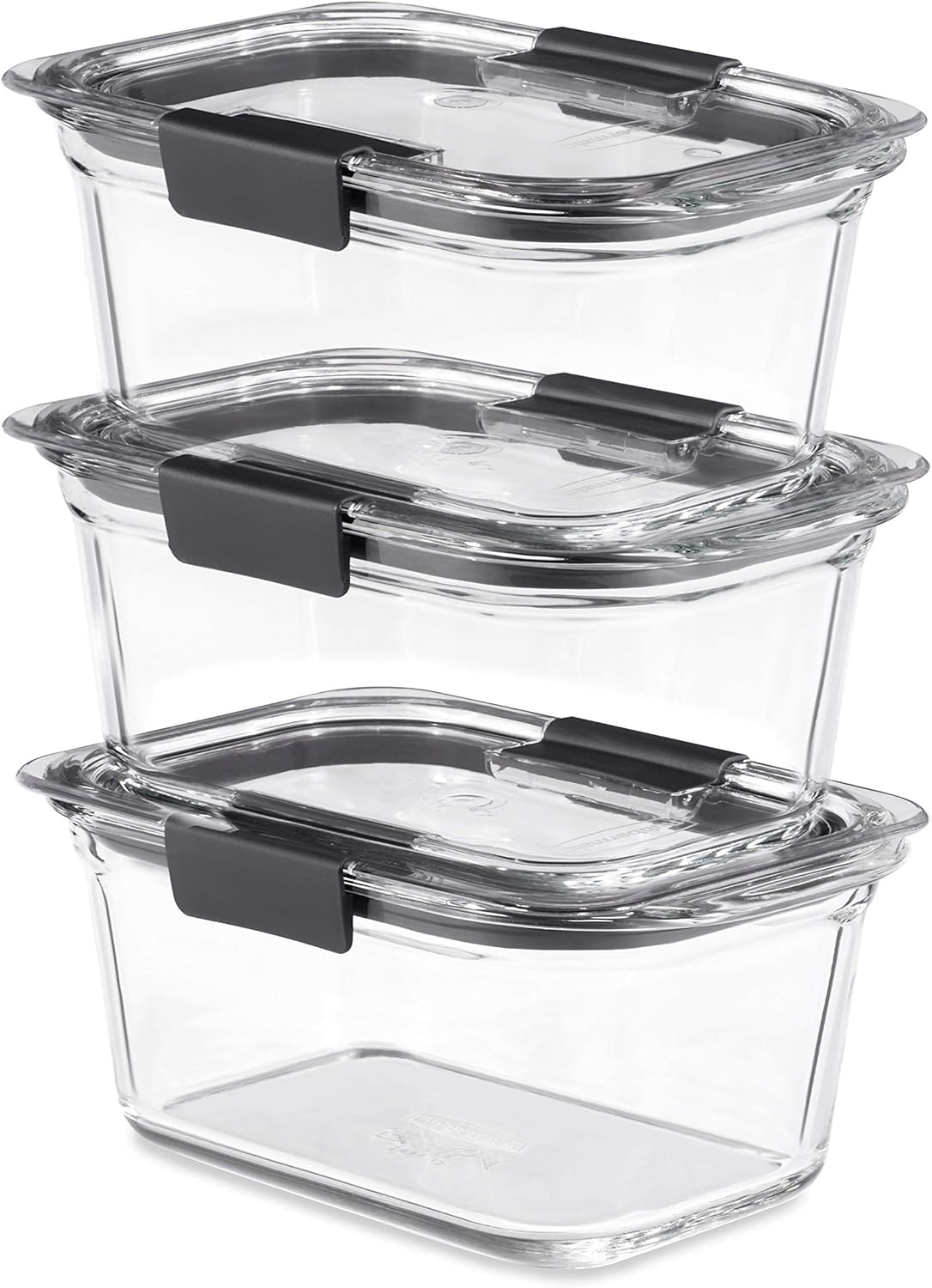 Rubbermaid Brilliance Glass Storage Containers - Set of 4 Medium 4.7-Cup Clear Food Containers with Lids