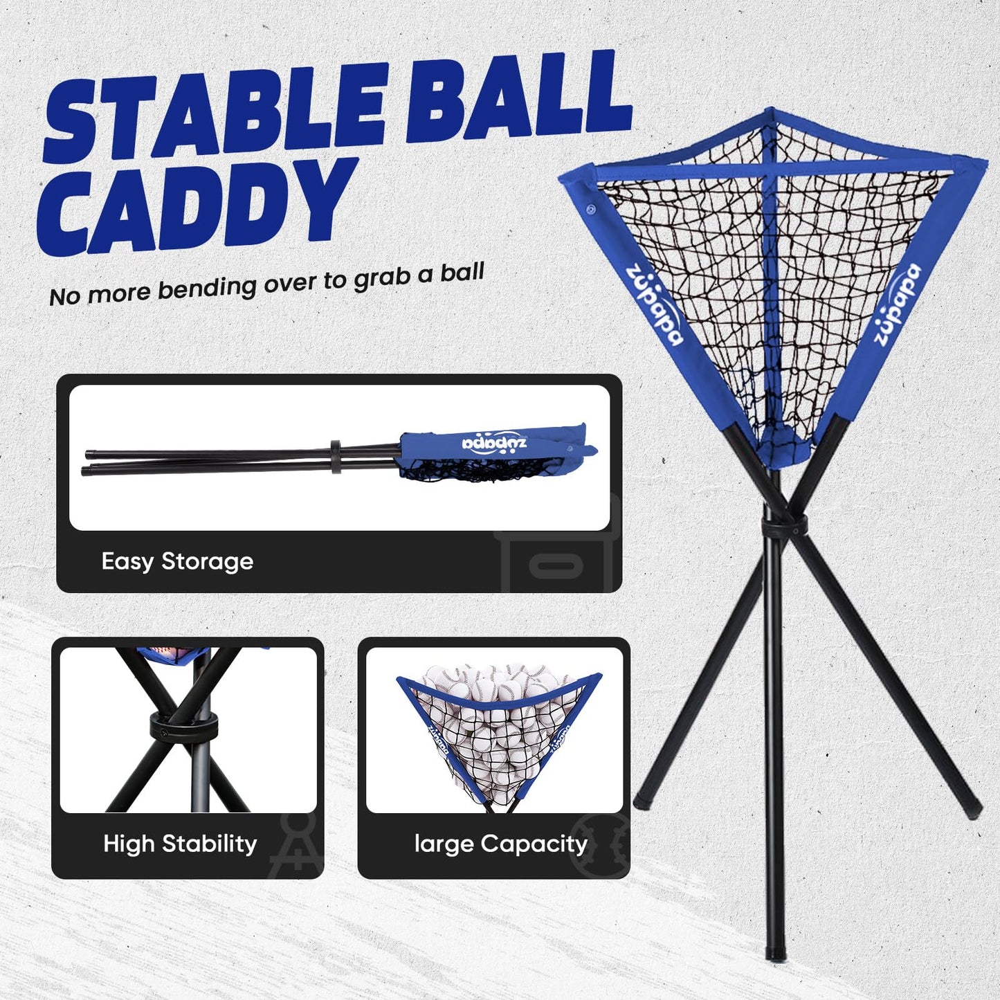 Zupapa 7x7 Feet Baseball Softball Hitting Pitching Net Tee Caddy Set with Strike Zone, Baseball Backstop Practice Net for Pitching Batting Catching for All Skill Levels (Blue)
