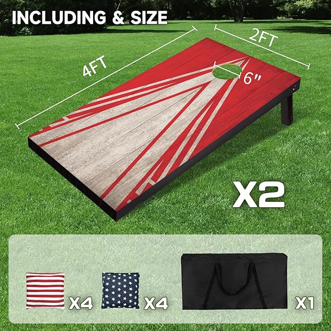 Cornhole Board Set with Carrying Bags & 8 Bean Bags Corn Hole Boards Bean Toss Game for Adults Family Outdoor Lawn Outside Backyard Games