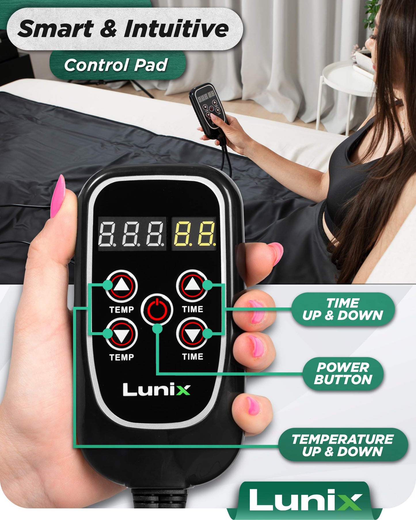 Lunix LX17 Infrared Sauna Blanket, Portable Sauna Bag for Relaxation, Detox & Stress Relief, Adjustable Heat 77–176°F, Far Infrared Blanket with Pillow, Wrap & Hot Cold Gel Pack – Jet Black