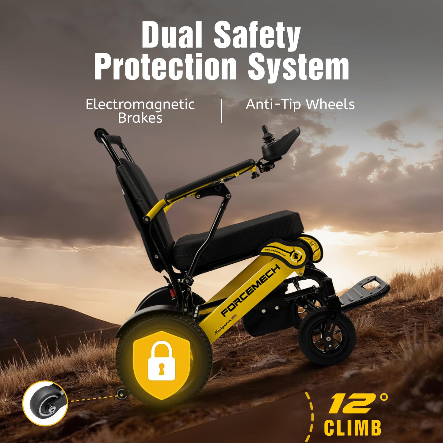 Forcemech All Terrain Electric Wheelchairs for Adults Lightweight Foldable 2026 New Model Navigator Pro - Power Motorized Wheelchair Airline Approved 18 Miles, Electric Wheelchair 400 Lbs Capacity
