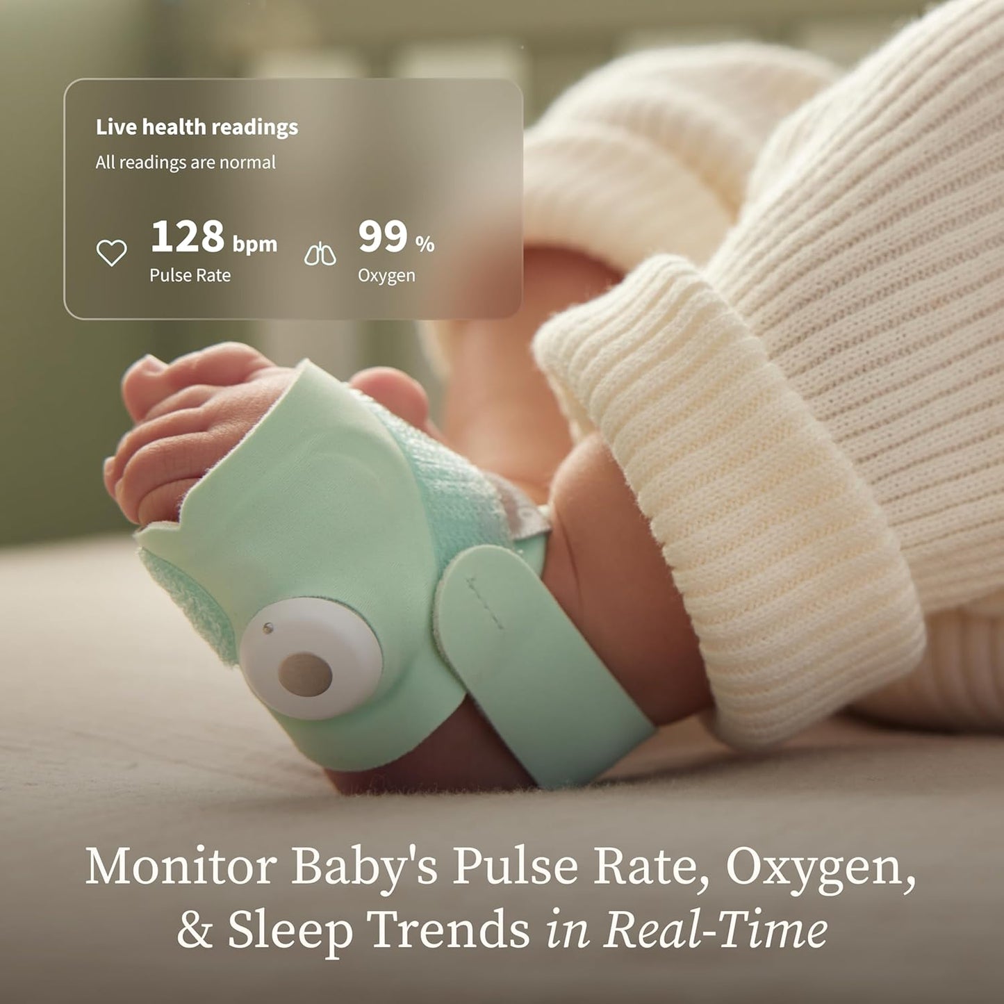 Owlet Dream Sock - Smart Baby Monitor Tracking Heart Rate & Oxygen Levels | Mint Color