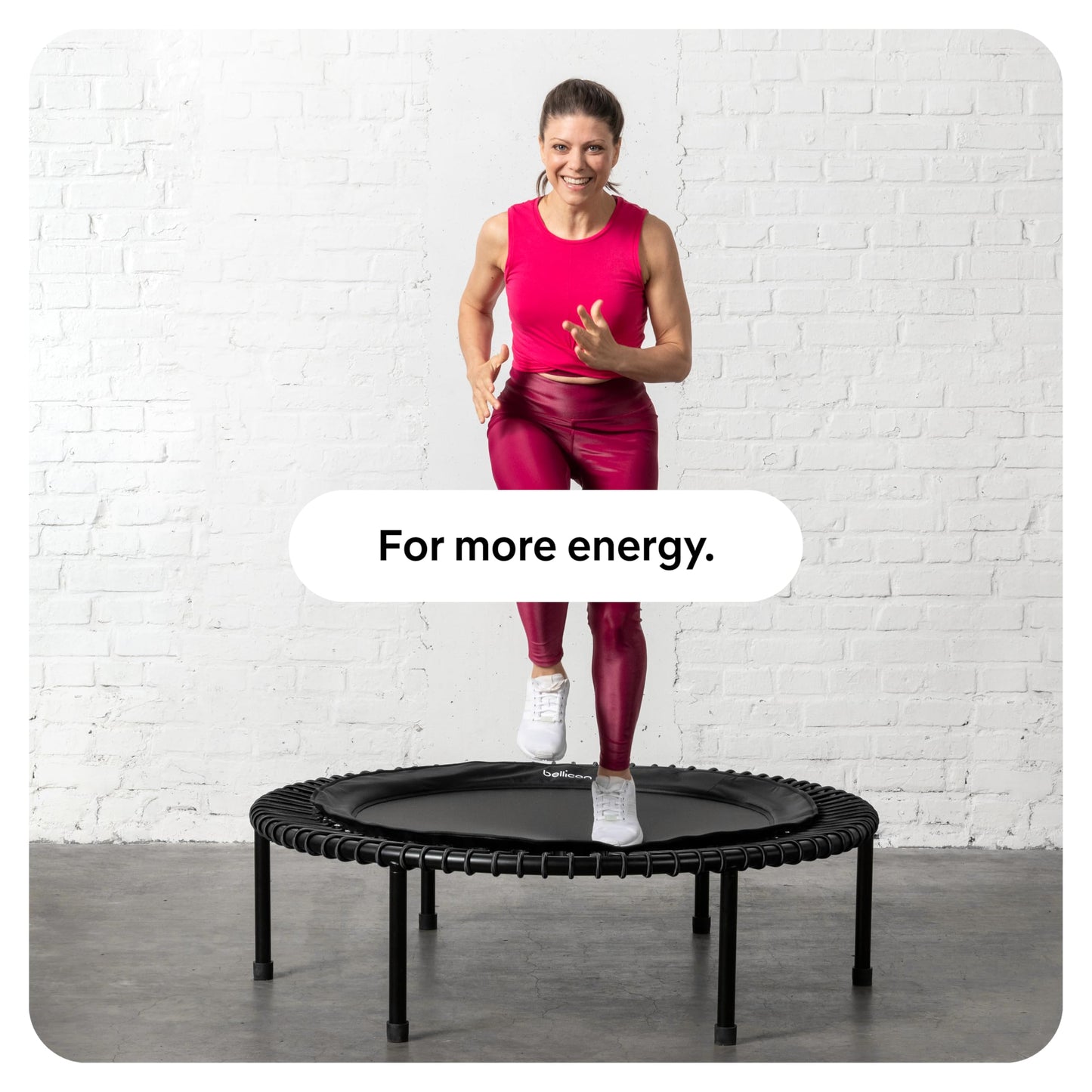 bellicon Mini Trampoline 49'' (Black) | Bungee Suspension up to 260 lbs | Indoor Fitness Rebounder for Adults | Screw-in Legs
