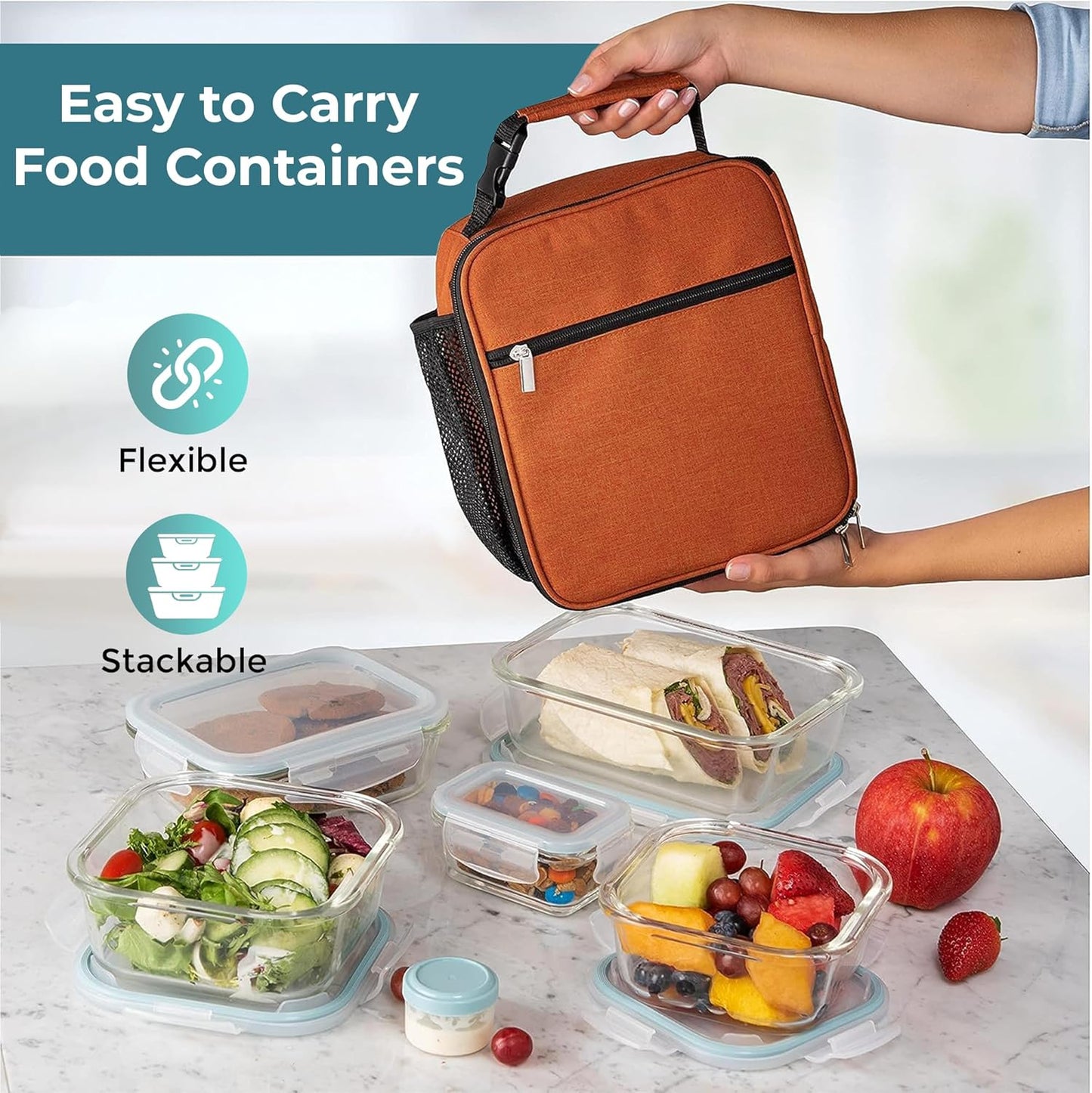 Razab Glass Food Storage Containers Set - 35 Pc Airtight Meal Prep Bento Boxes, BPA-Free & Leak Proof