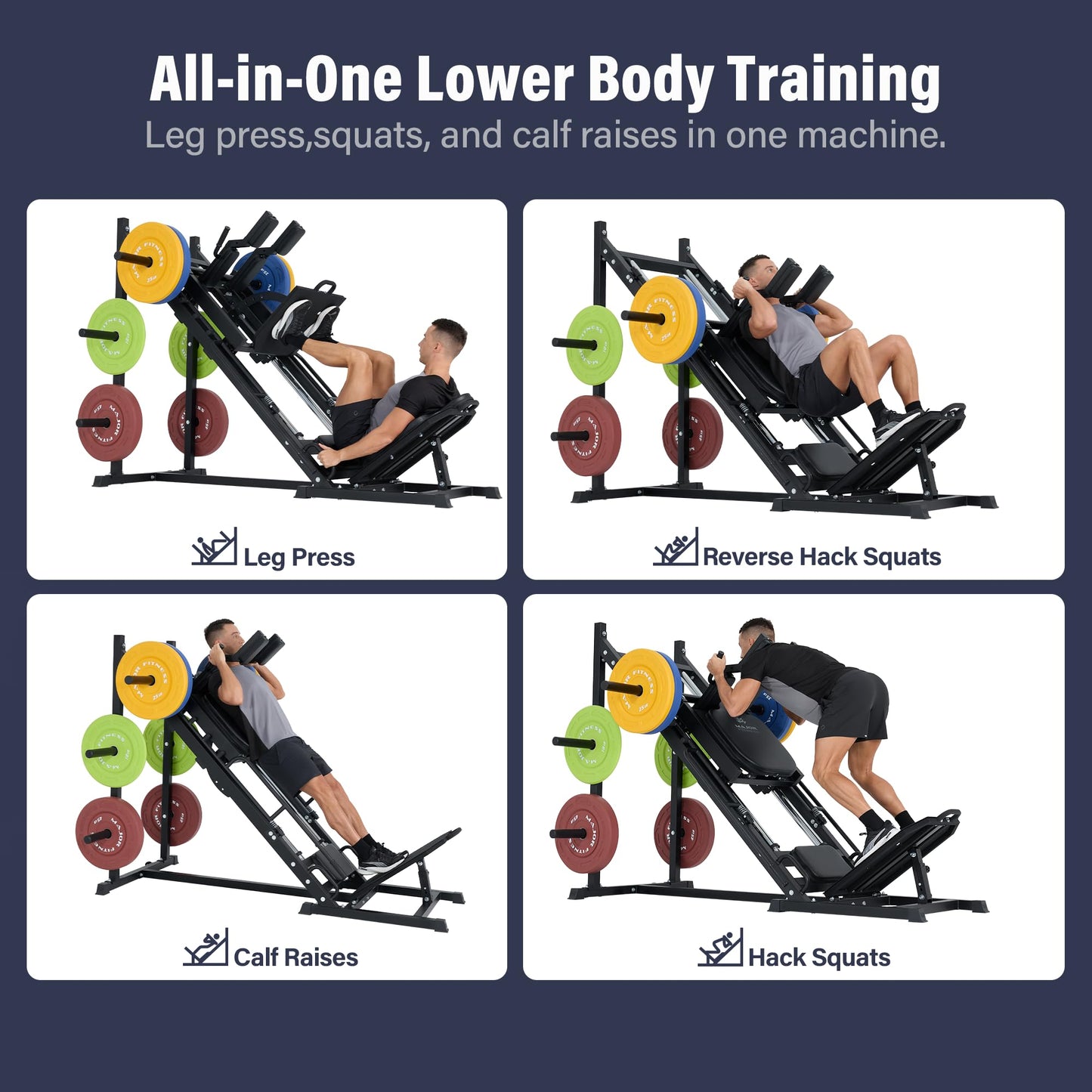 Major Fitness Drone S1 Leg Press Hack Squat Machine, All-in-One Lower Body Strength Training Machine for Home Gym, Adjustable Leg Press, Linear Bearing System, Back Support Cushion