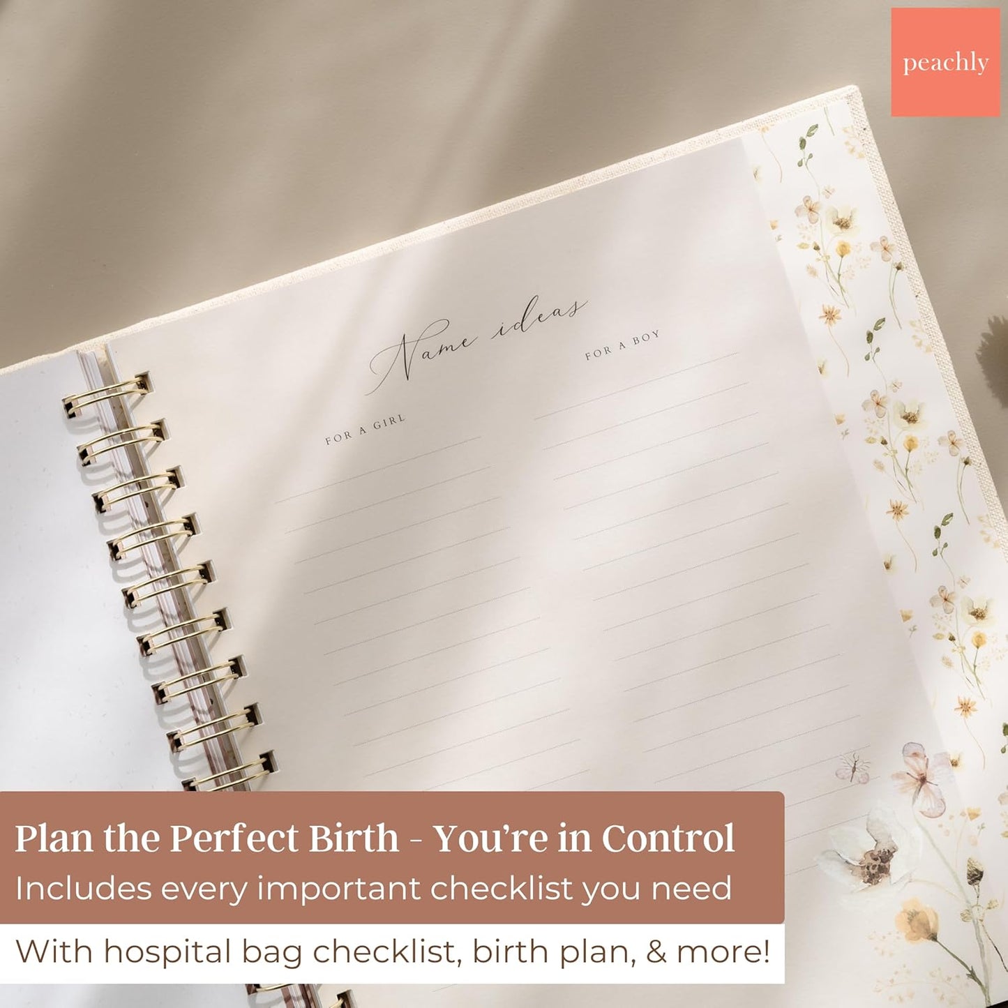 Peachly Pregnancy Journal - Linen Keepsake Book to Capture Milestones | Ideal for First-Time & Experienced Moms