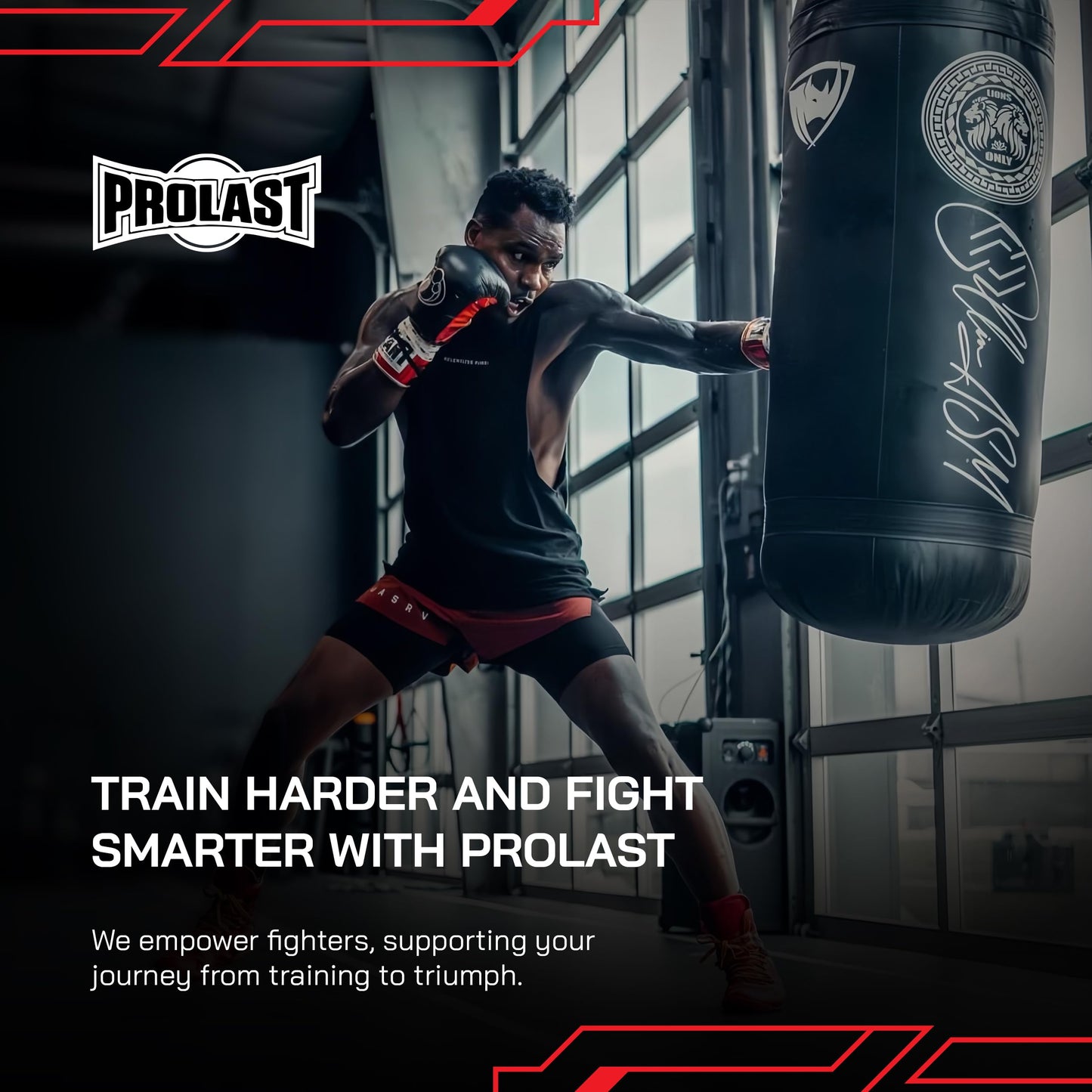 PROLAST Heavy Punching Kicking Bag for Adults, Boxing, MMA, Martial Arts, Muay Thai, Strength Training Equipment, 5ft, 100 lbs, Classic Logo, Black Filled