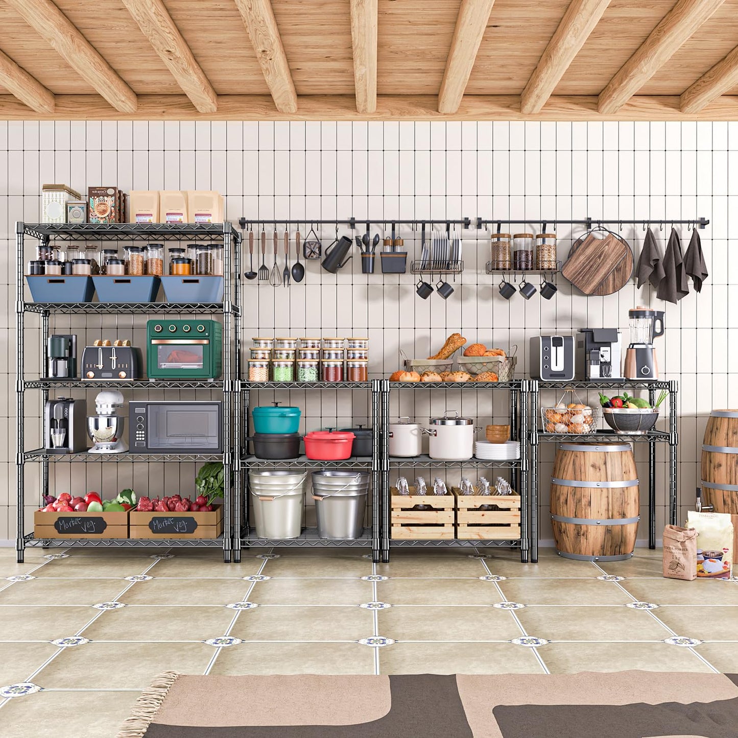 M MZG 1750 lbs Steel Storage Shelving 5-Tier Utility Shelving Unit Steel Organizer Wire Rack for Home,Kitchen,Office,Garage, 1750 LBS Capacity 17.7" D x 47.2" W x 72.3" H